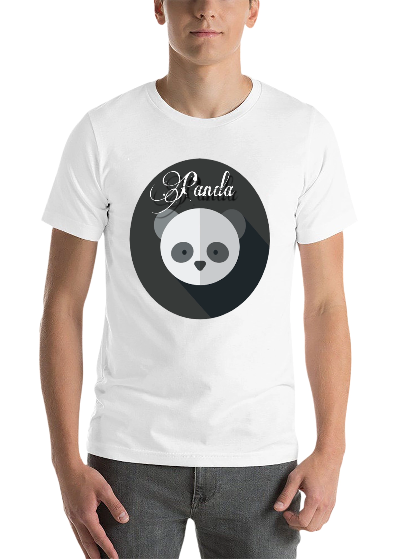 Black Cute Panda Graphic Black T-Shirt view 14