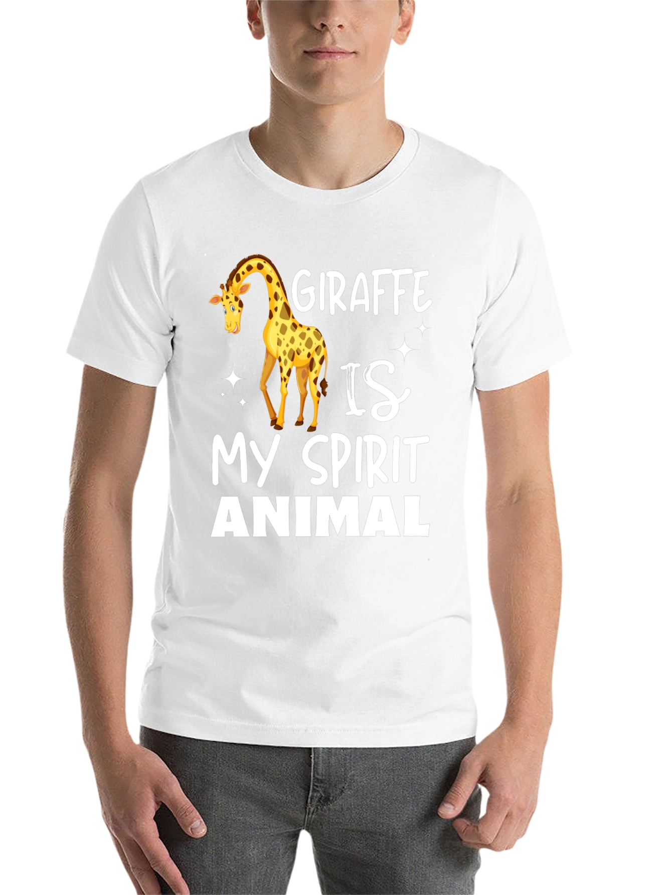 Black Giraffe Spirit Animal T-Shirt - Black Crew Neck view 14