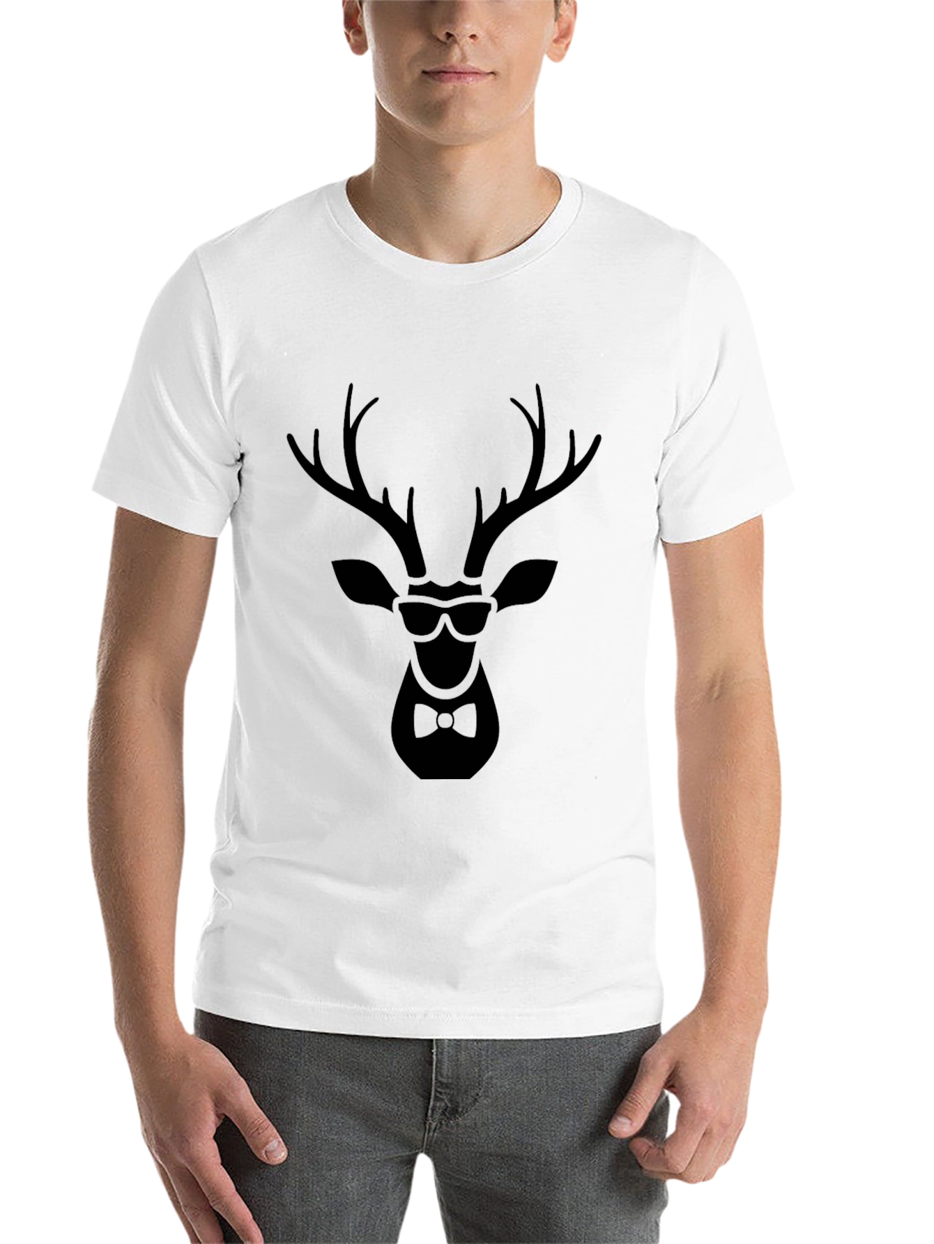 Black Cool Deer Graphic Tee - Stylish Animal Print T-Shirt view 14
