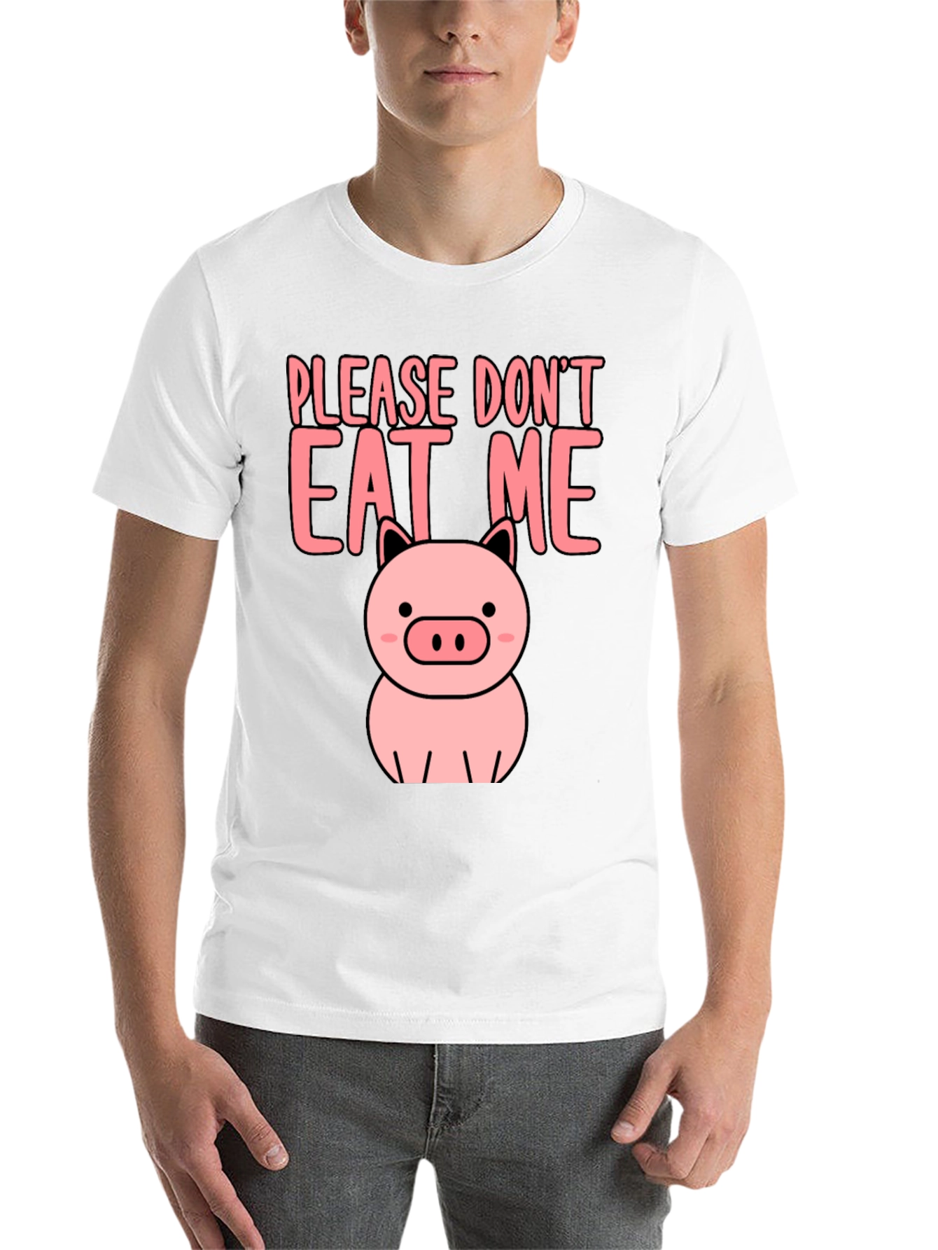Black Cute Pig Please Don't Eat Me Graphic Tee view 14