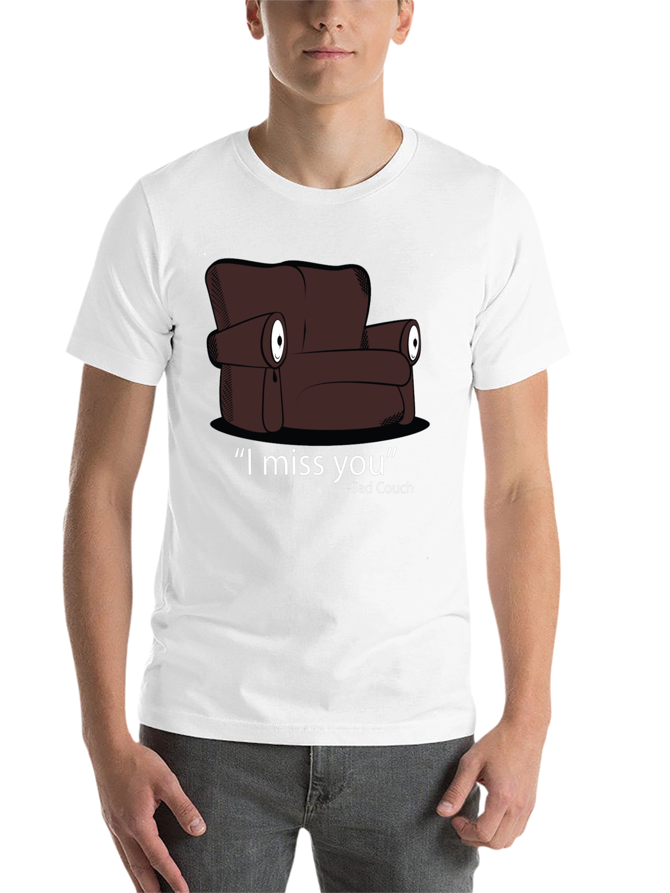 Black Sad Couch T-Shirt - I Miss You Graphic Tee view 14