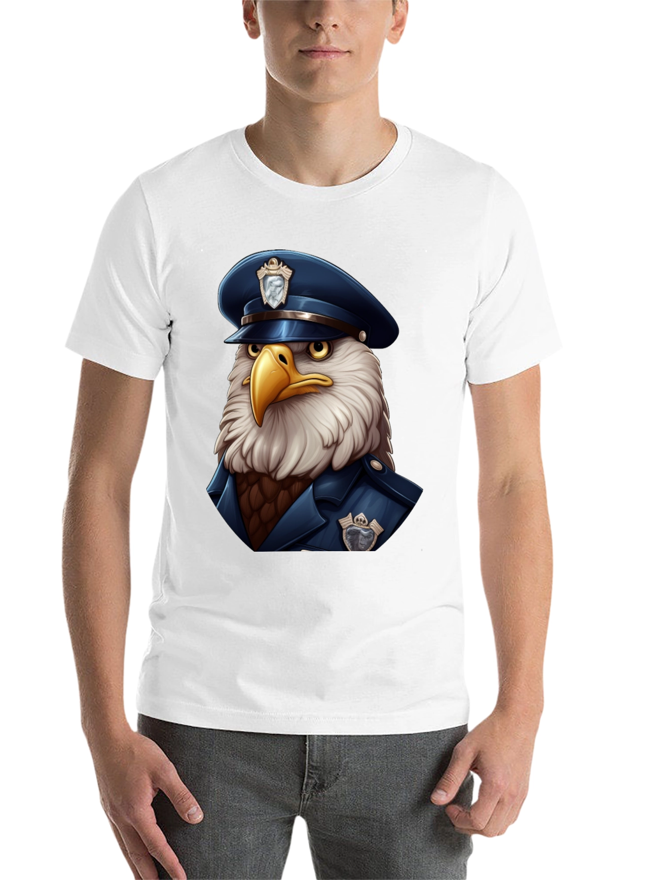 Black Eagle Police Cartoon T-Shirt view 14