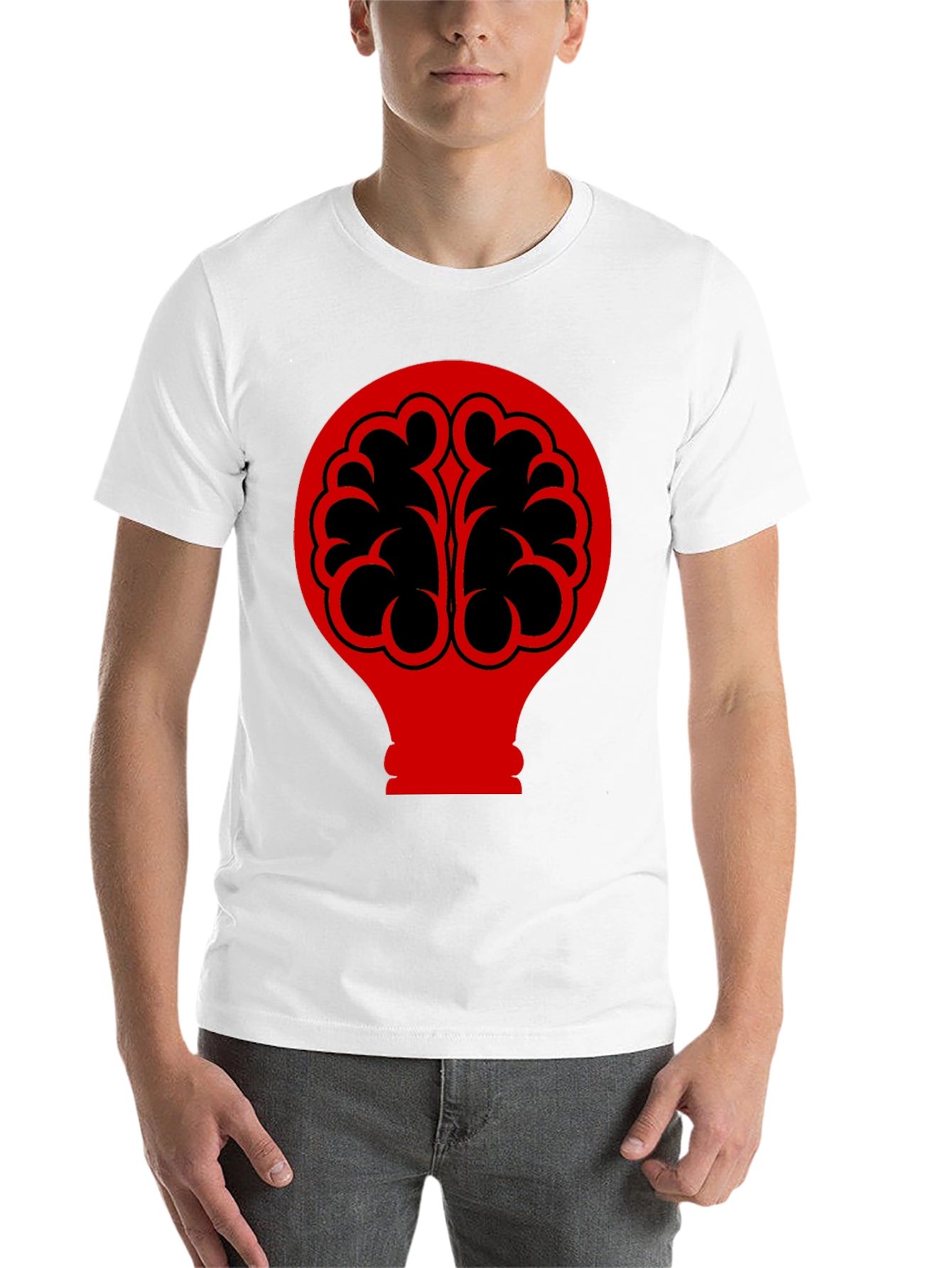 Black Brain Bulb Graphic Tee - Black Cotton T-Shirt view 14