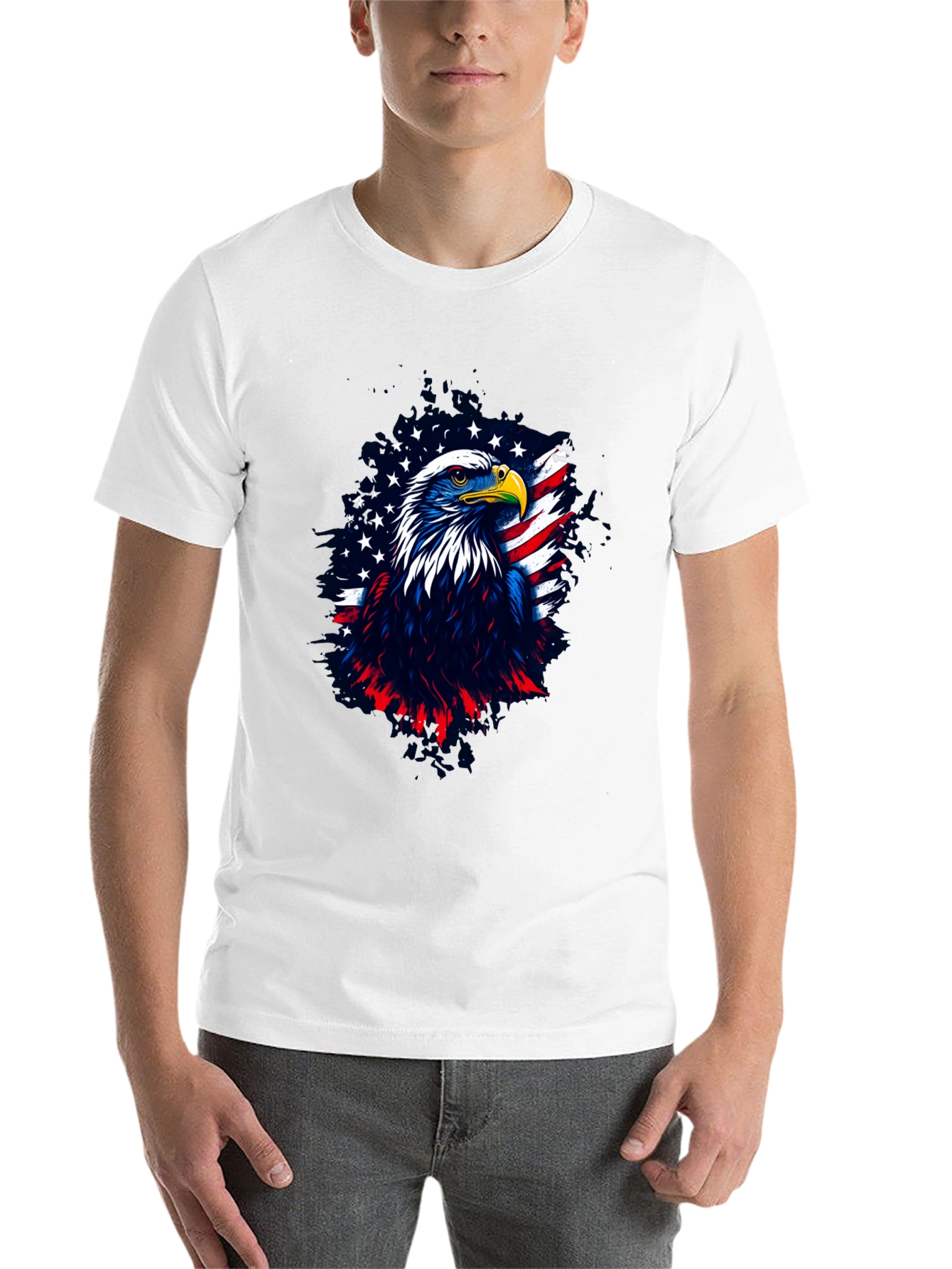 Black Patriotic Eagle Graphic Tee - Men's Black T-Shirt view 14