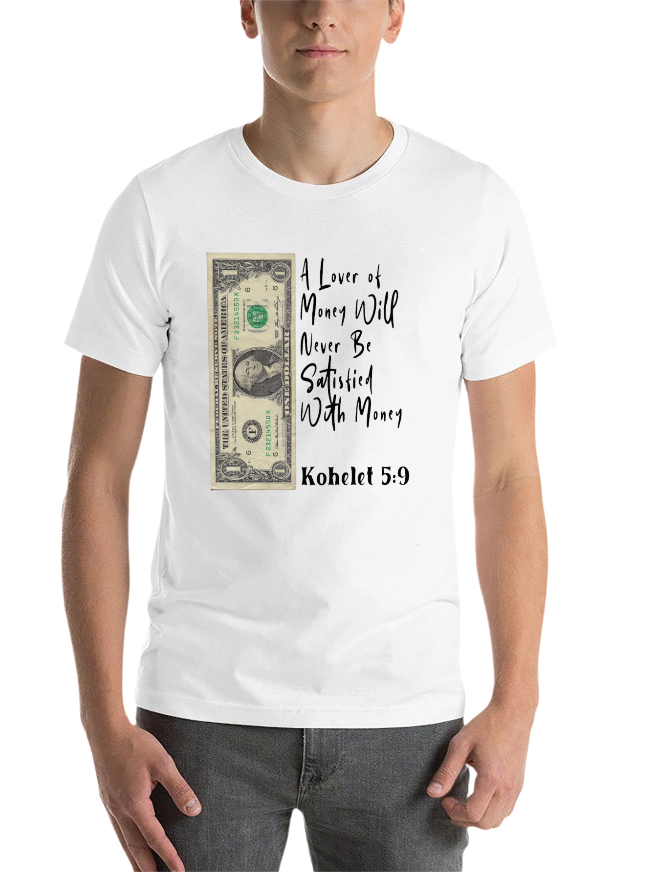 Black Money Lover T-Shirt - Kohelet 5:9 - Unisex view 14