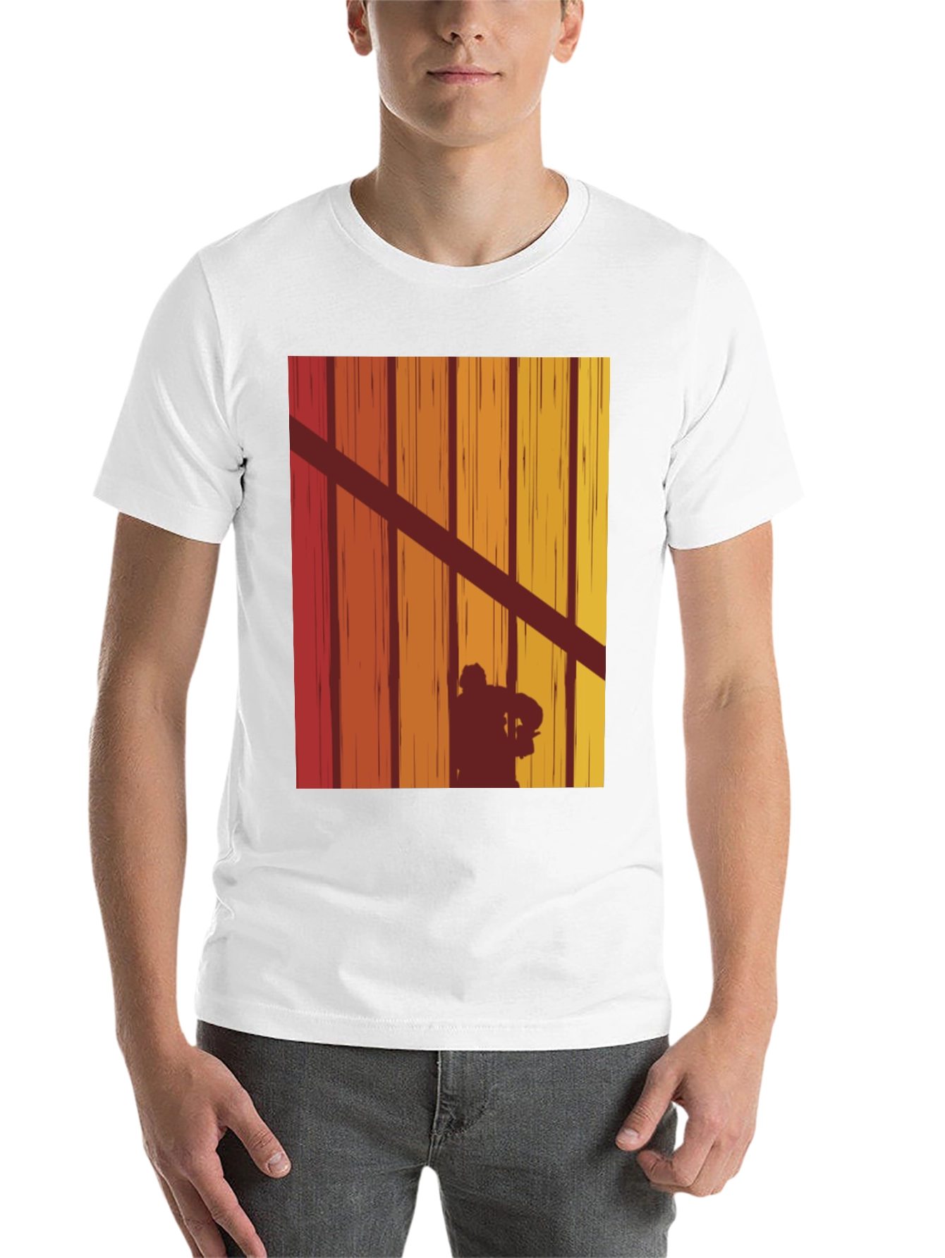 Black Retro Hockey Player Silhouette T-Shirt view 14