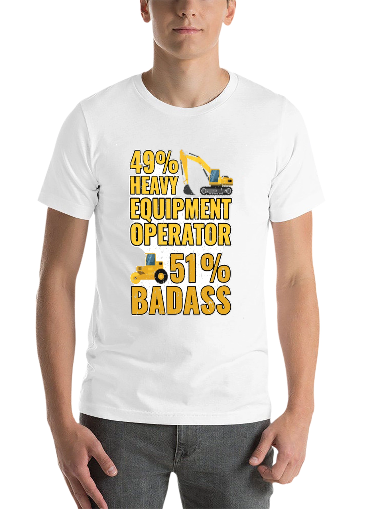Black Heavy Equipment Operator Badass T-Shirt view 14