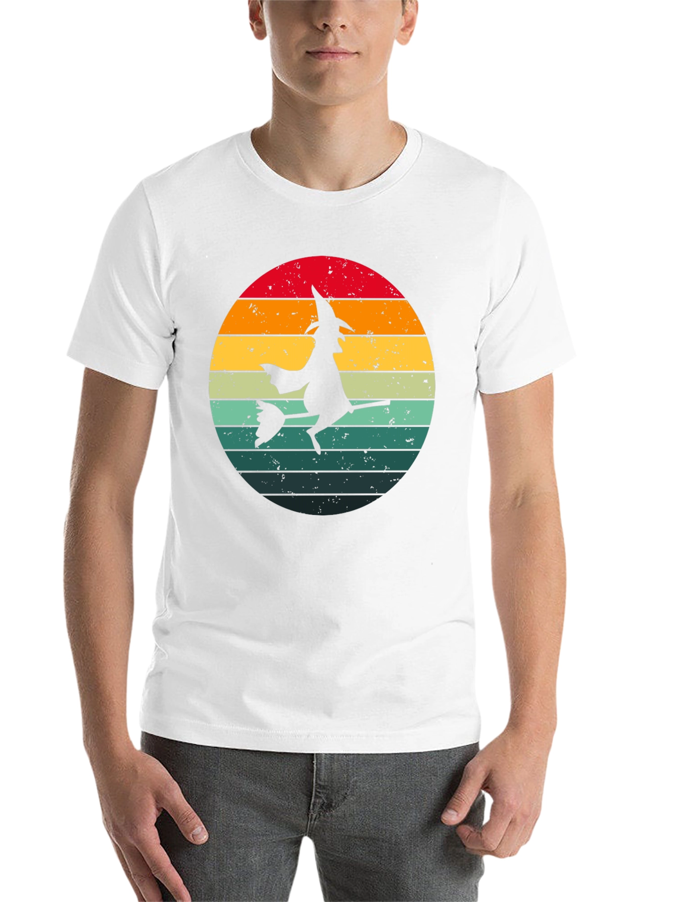 Black Witch Silhouette Retro Sunset T-Shirt view 14