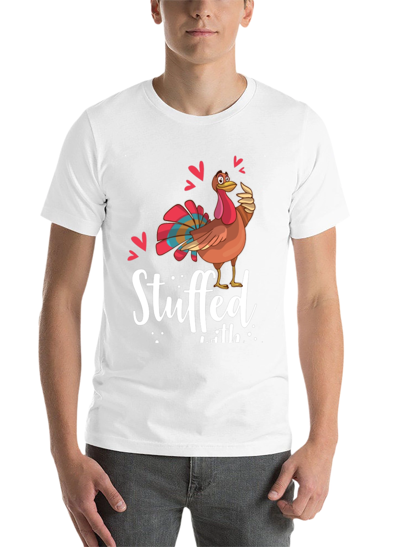 Black Funny Thanksgiving Turkey Stuffed With Love Graphic Tee view 14