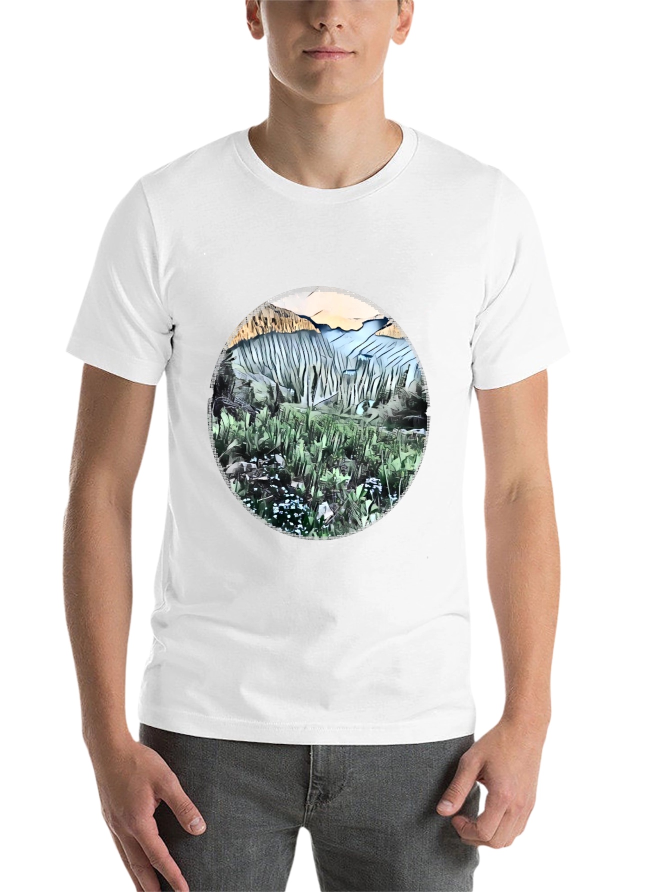 Black Nature Scene Graphic T-Shirt view 14