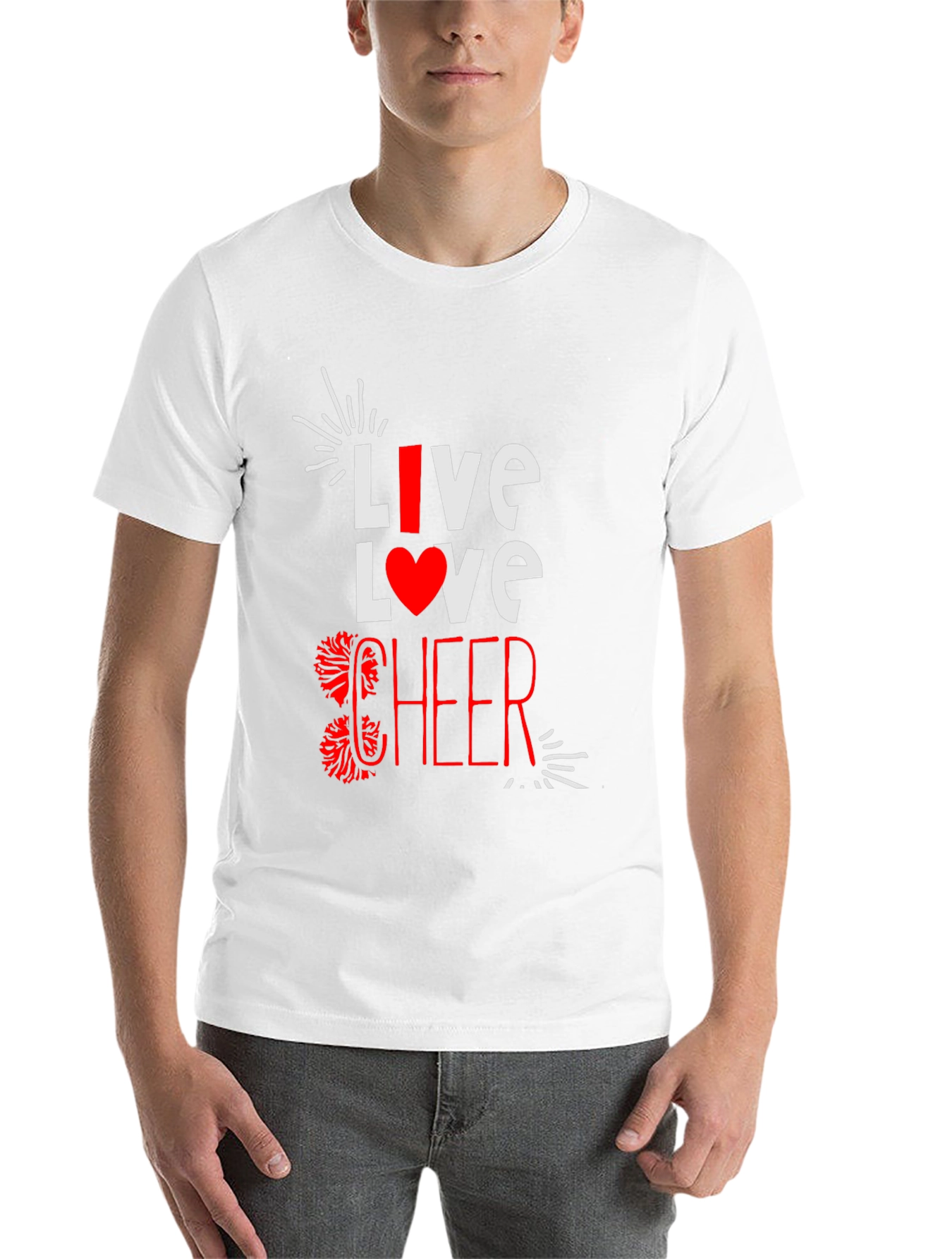 Black Live Love Cheer T-Shirt - Black Cotton Blend Tee view 14