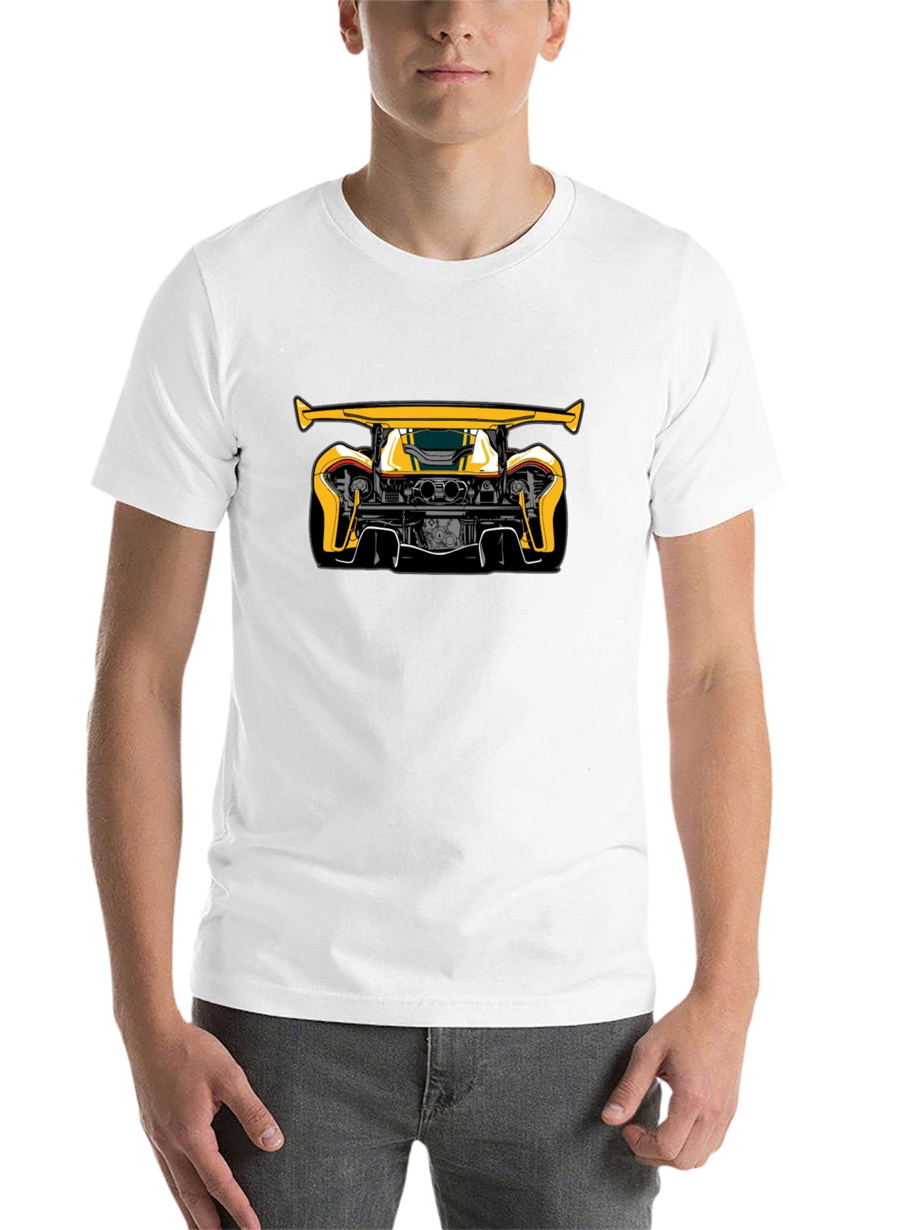 Black Yellow Car Graphic Black T-Shirt view 14