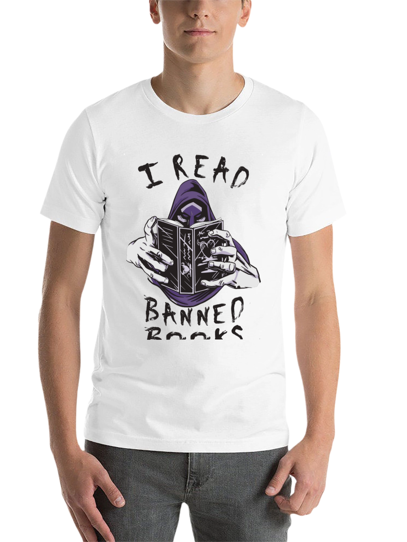 Black I Read Banned Books T-Shirt Grim Reaper Reader Tee view 14