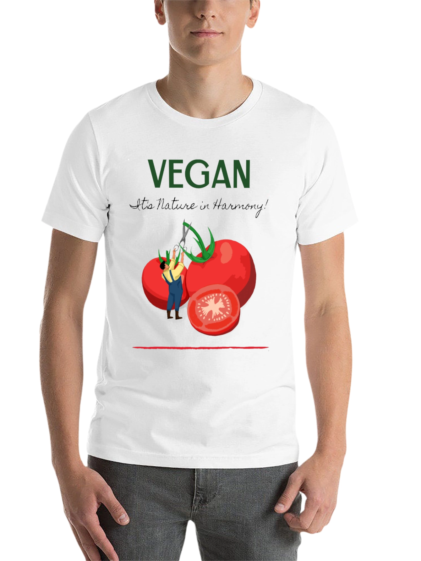 Black Vegan Tomato Graphic T-Shirt - Nature in Harmony view 14