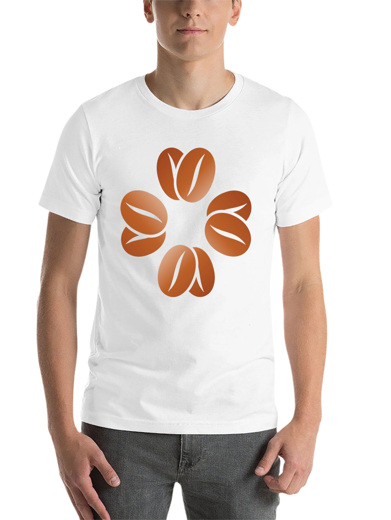 Black Coffee Bean Clover T-Shirt - Unisex Graphic Tee view 14