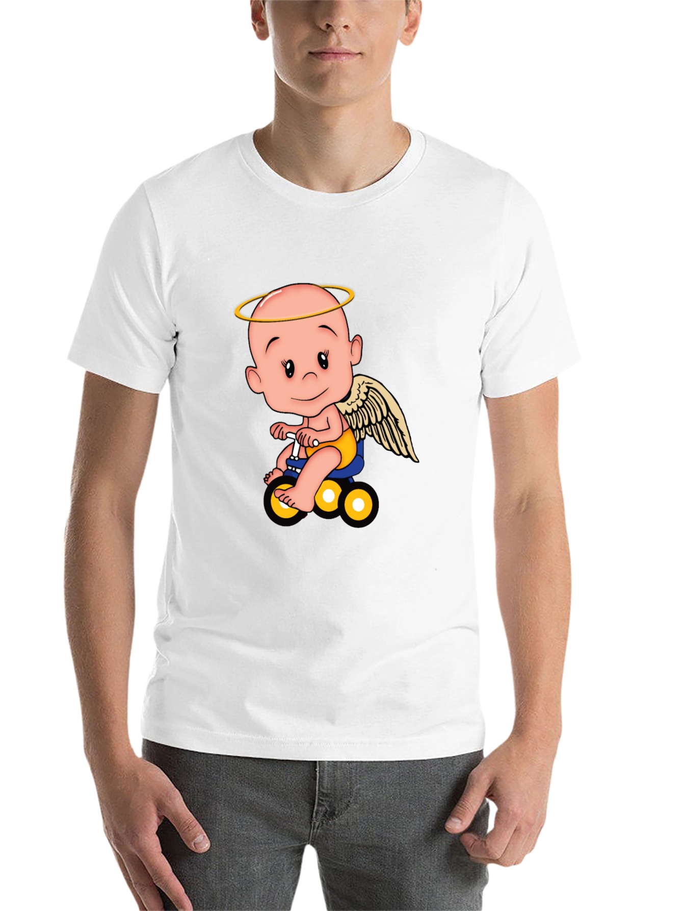 Black Angel Baby on Bike Graphic Tee - Black view 14