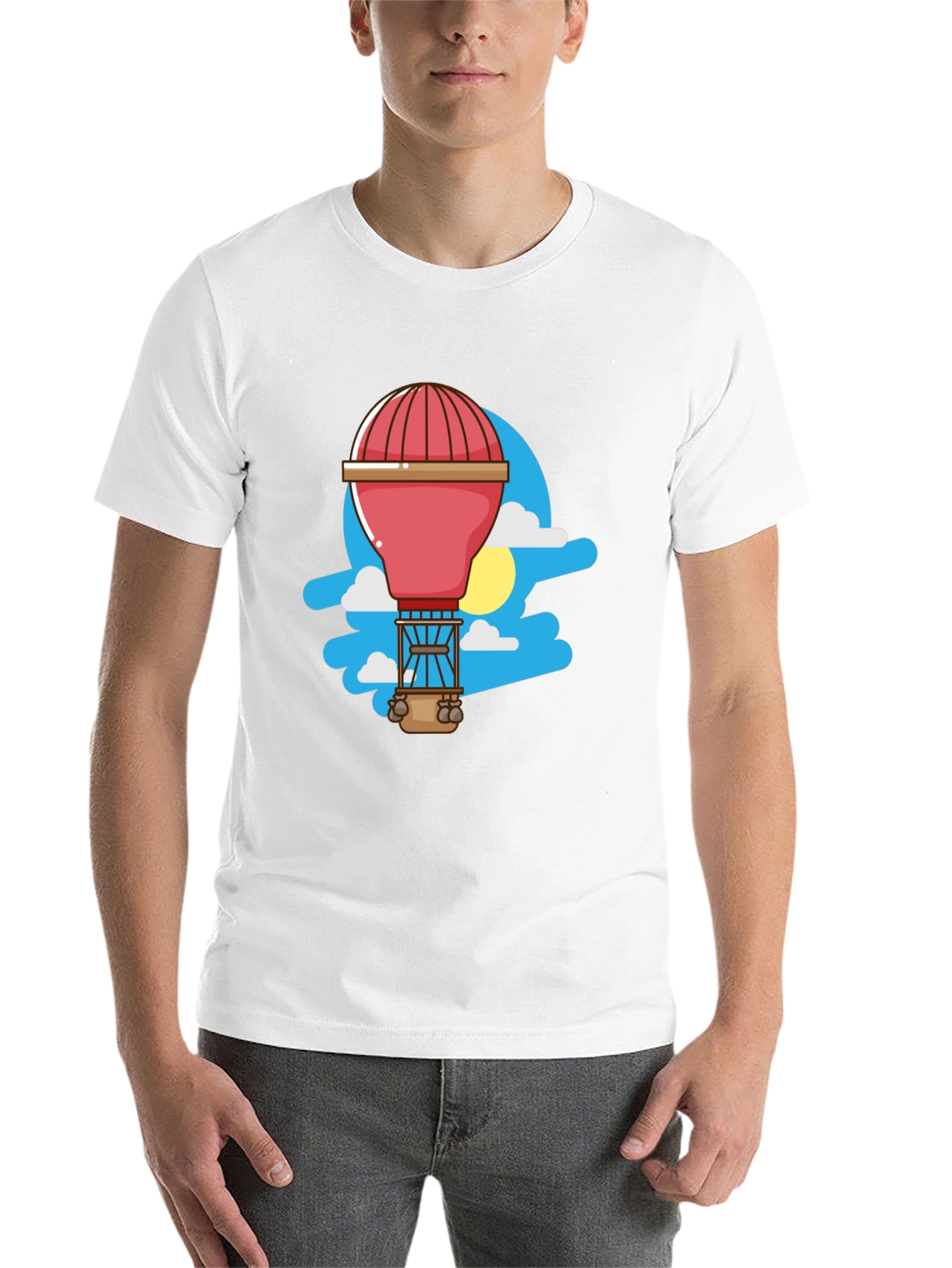 Black Cartoon Hot Air Balloon Graphic Tee - Black view 14