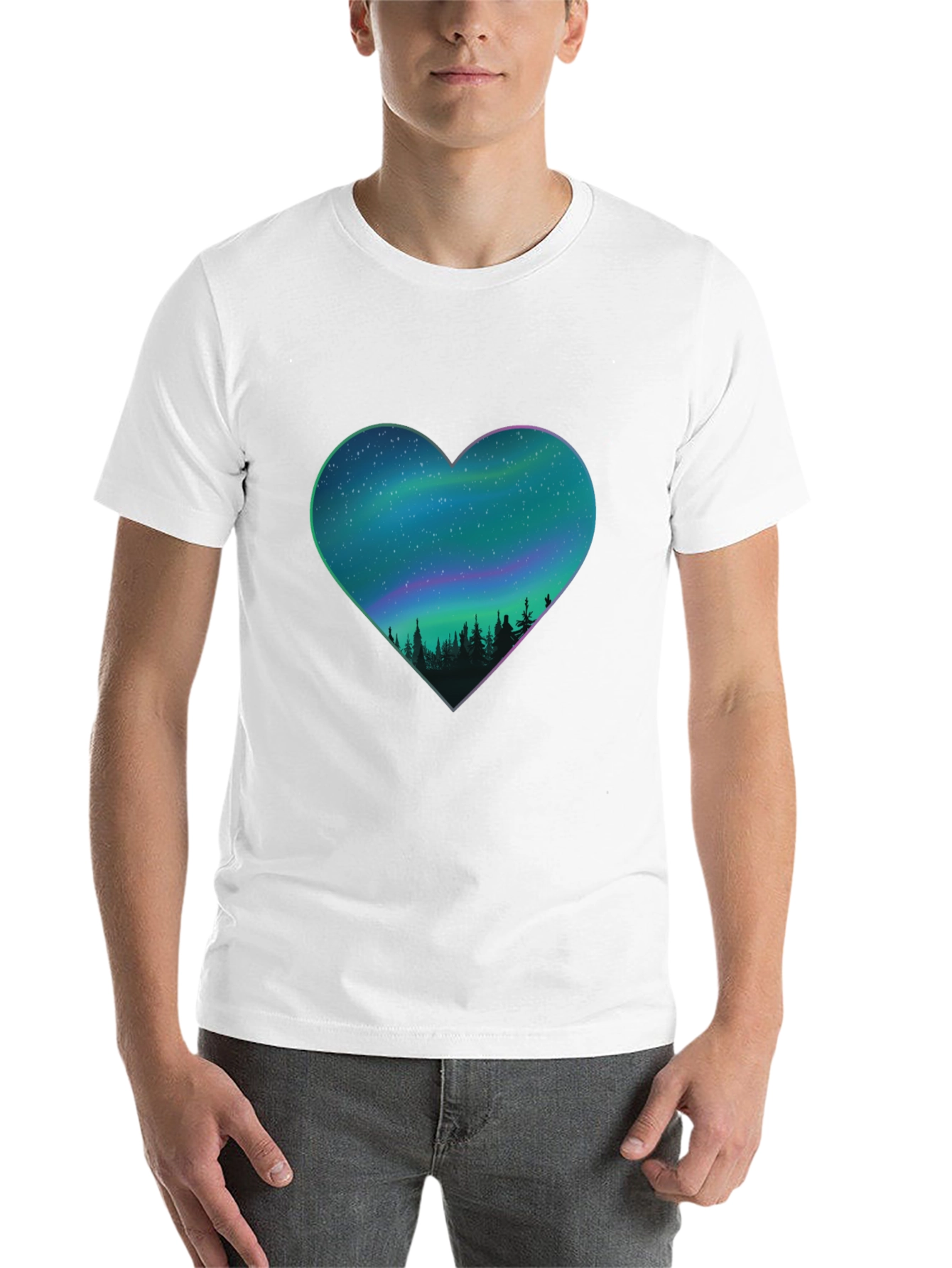 Black Northern Lights Heart Graphic Tee view 14