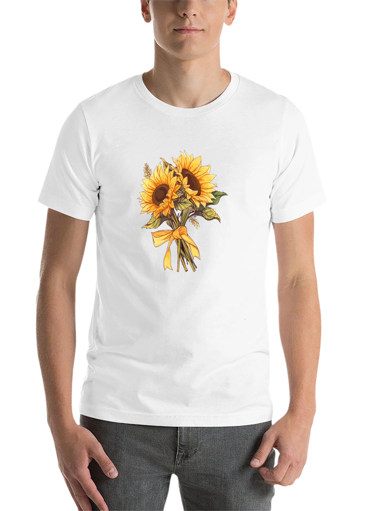 Black Sunflower Bouquet Graphic Tee - Black Cotton Blend view 14