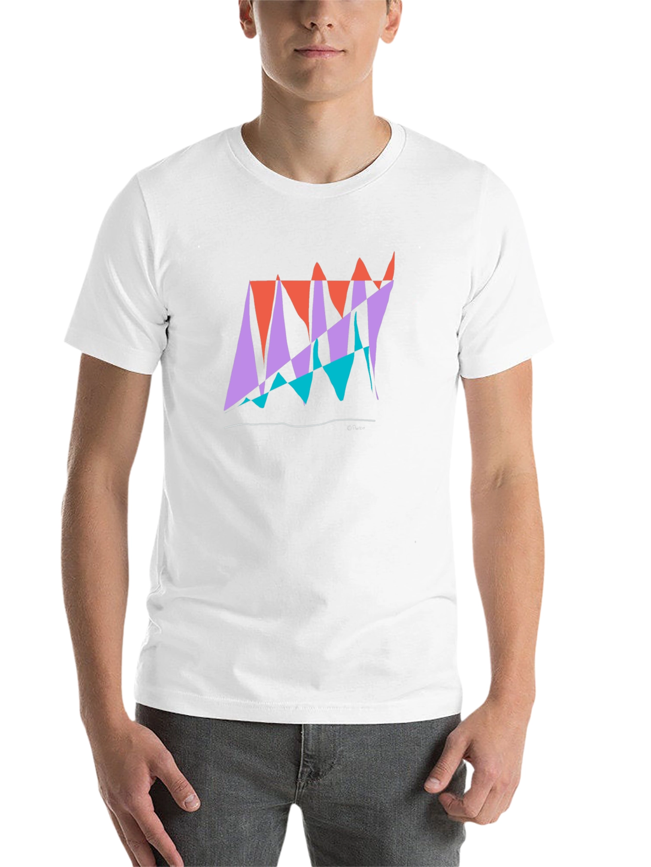 Black Abstract Graphic Tee - Modern Art Inspired Black T-Shirt view 14