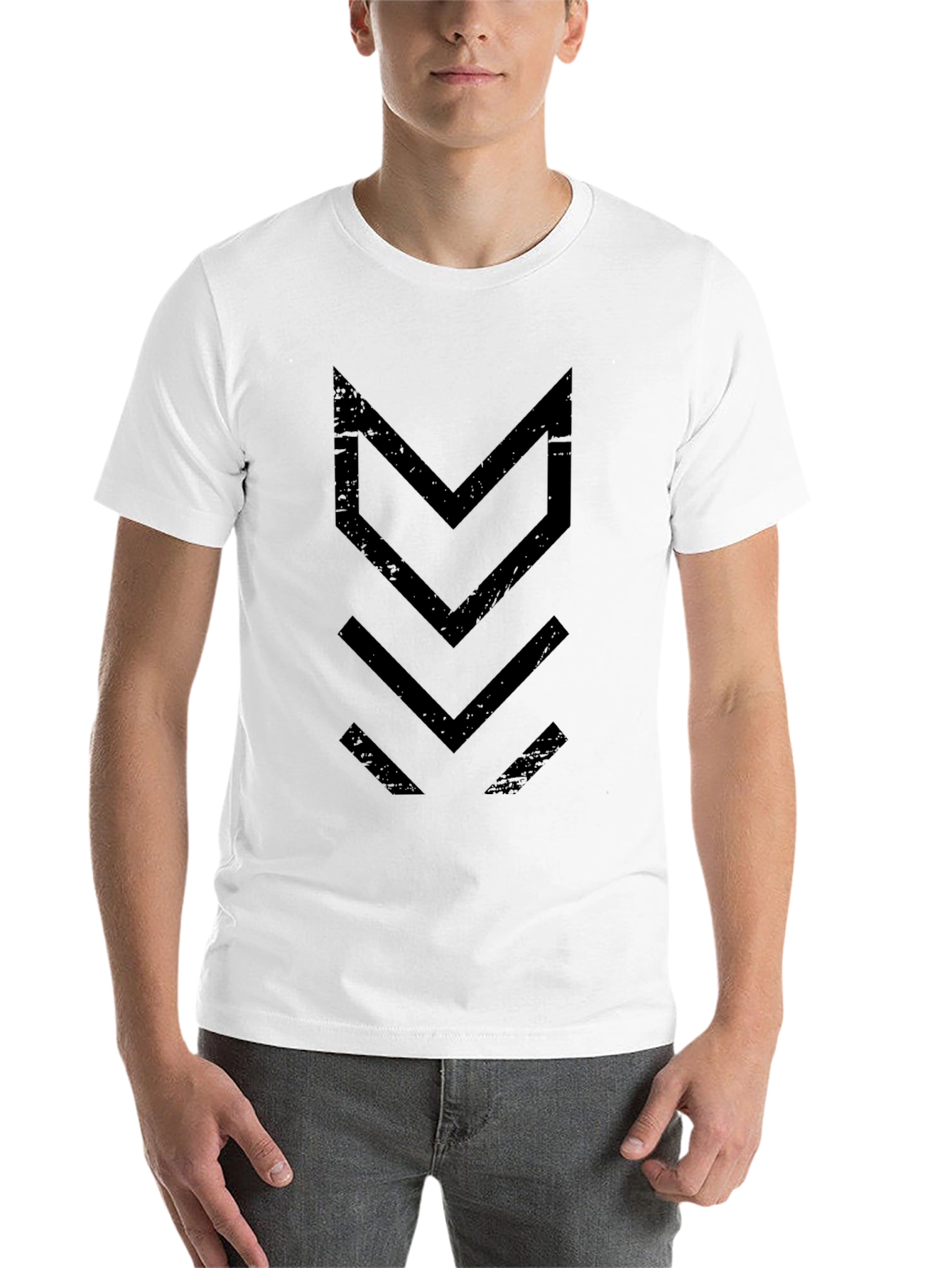 Black Modern Geometric Black T-Shirt view 14