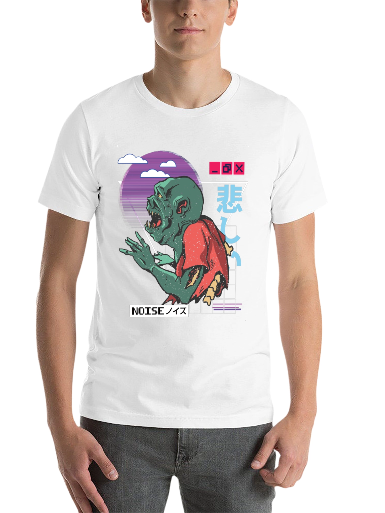 Black Zombie Noise T-Shirt - Vaporwave Style view 14