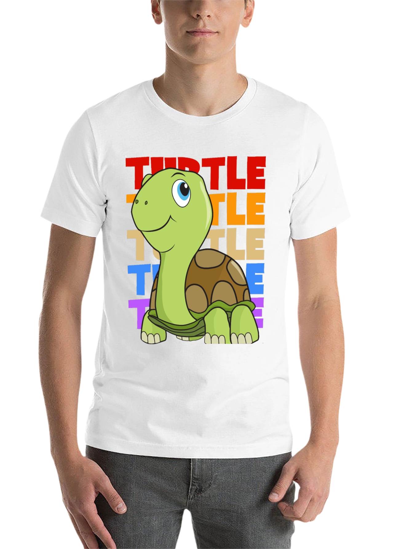 Black Cartoon Turtle Graphic Tee - Unisex Black T-Shirt view 14