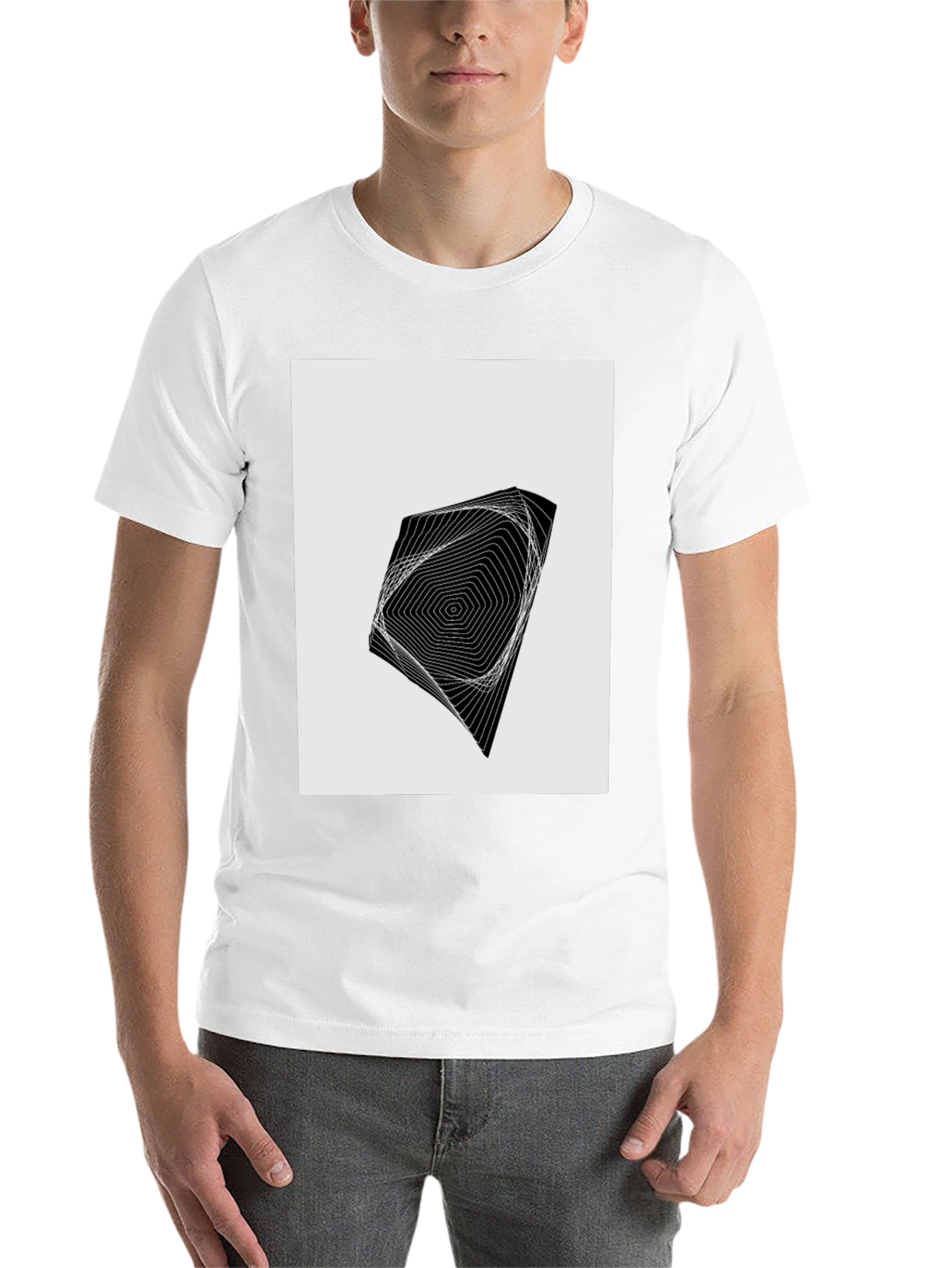 Black Geometric Illusion Graphic Tee view 14