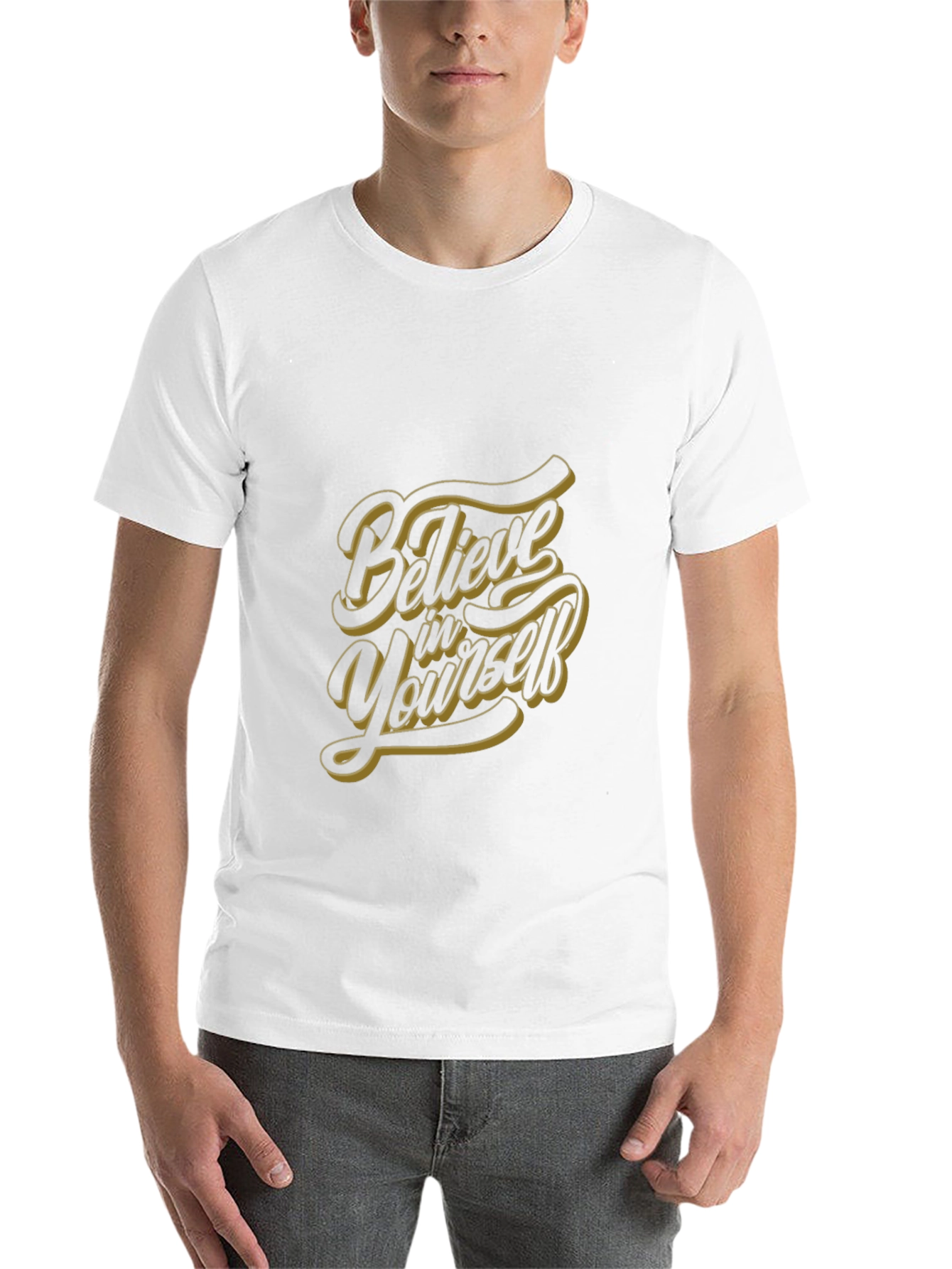 Black Believe in Yourself Graphic Tee - Stylish Black T-Shirt view 14