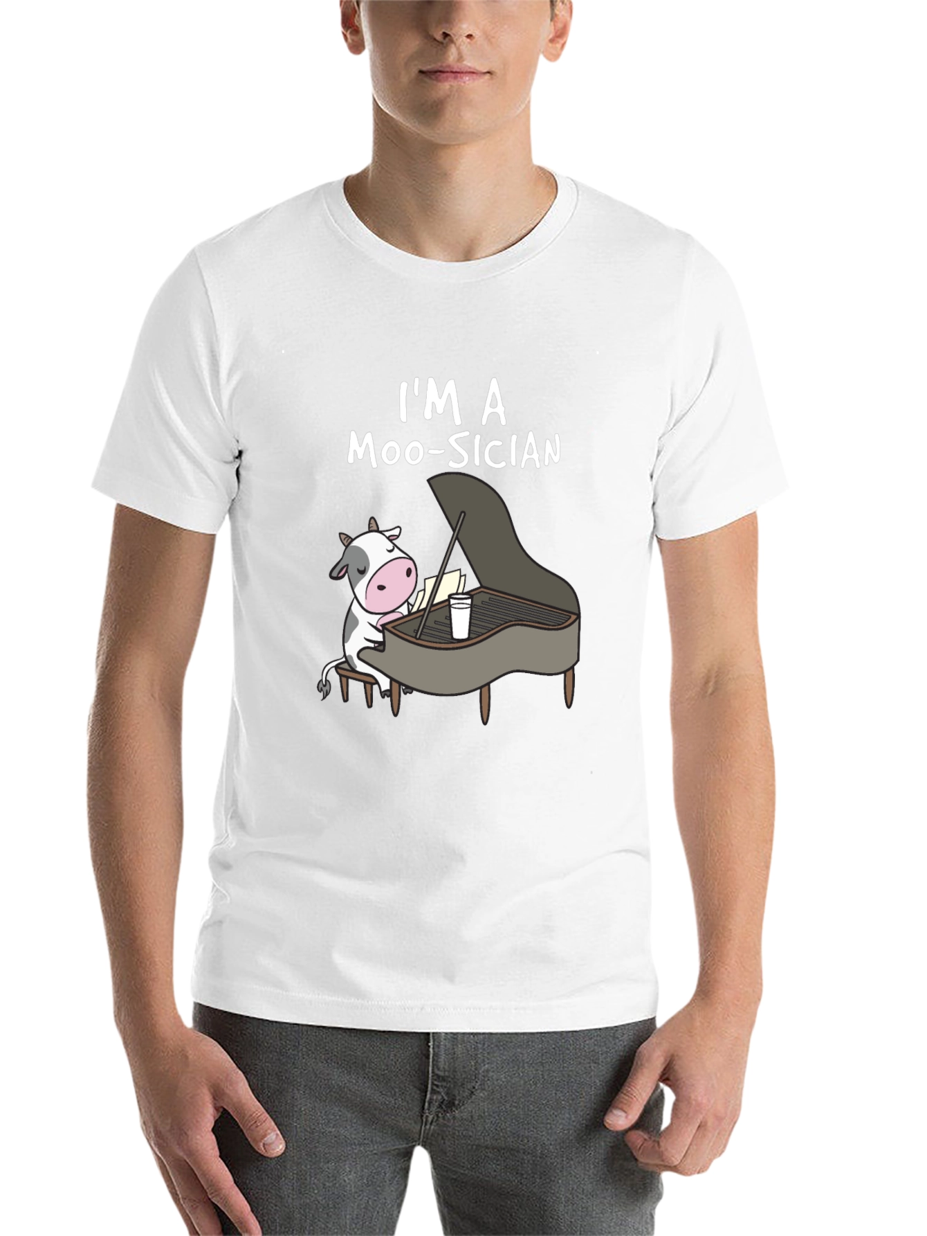 Black I'm a Moo-sician Funny Cow Piano T-Shirt view 14