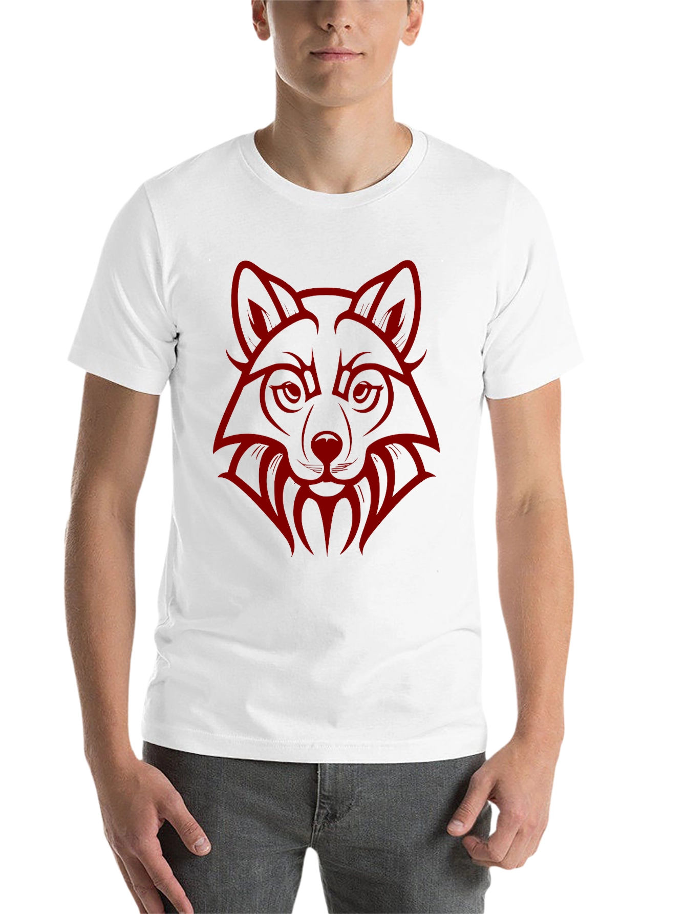Black Wolf Head Graphic Print Crew Neck T-Shirt view 14