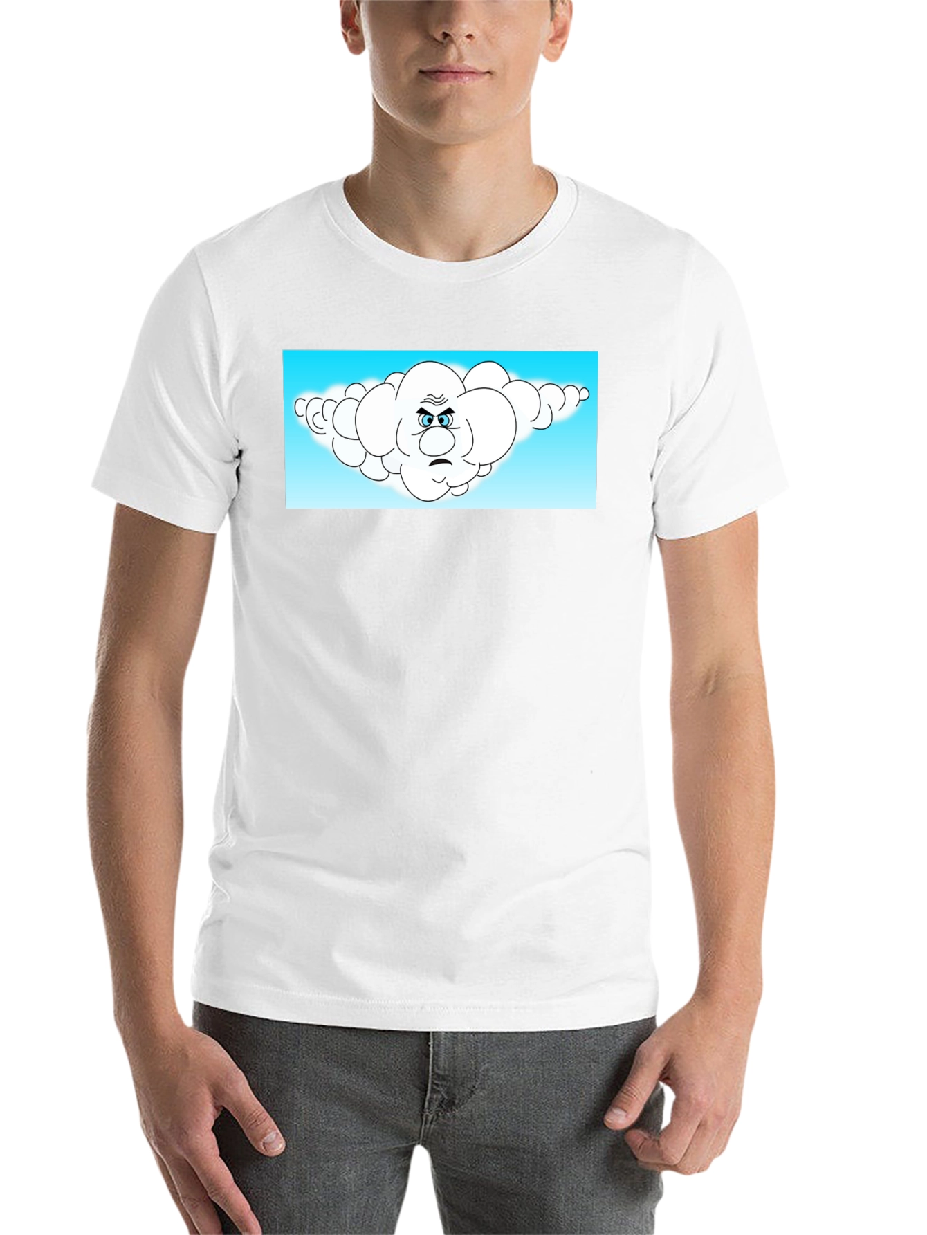 Black Grumpy Cloud Cartoon Black T-Shirt view 14