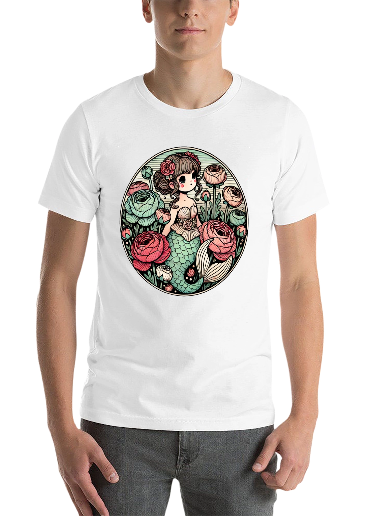 Black Mermaid & Flowers Graphic Tee - Black view 14