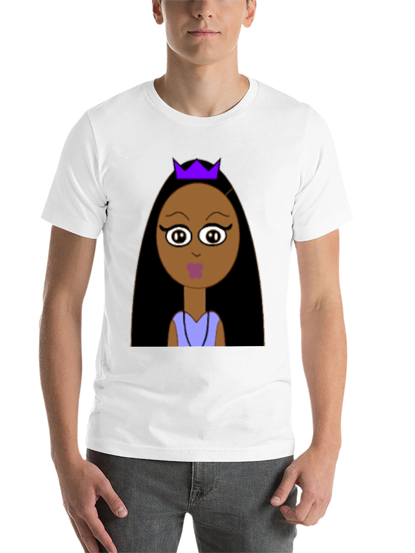 Black Cartoon Princess Graphic Tee - Unisex Black T-Shirt view 14
