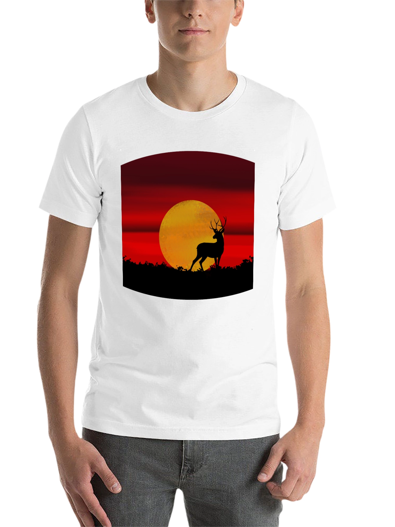 Black Deer Sunset Graphic Tee - Nature Inspired T-Shirt view 14
