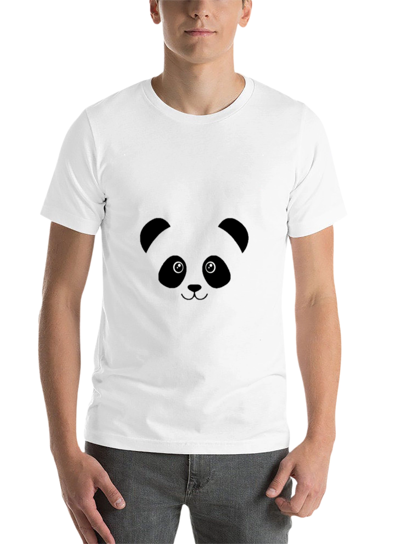 Black Cute Panda Face Graphic Tee - Black Unisex T-Shirt view 14