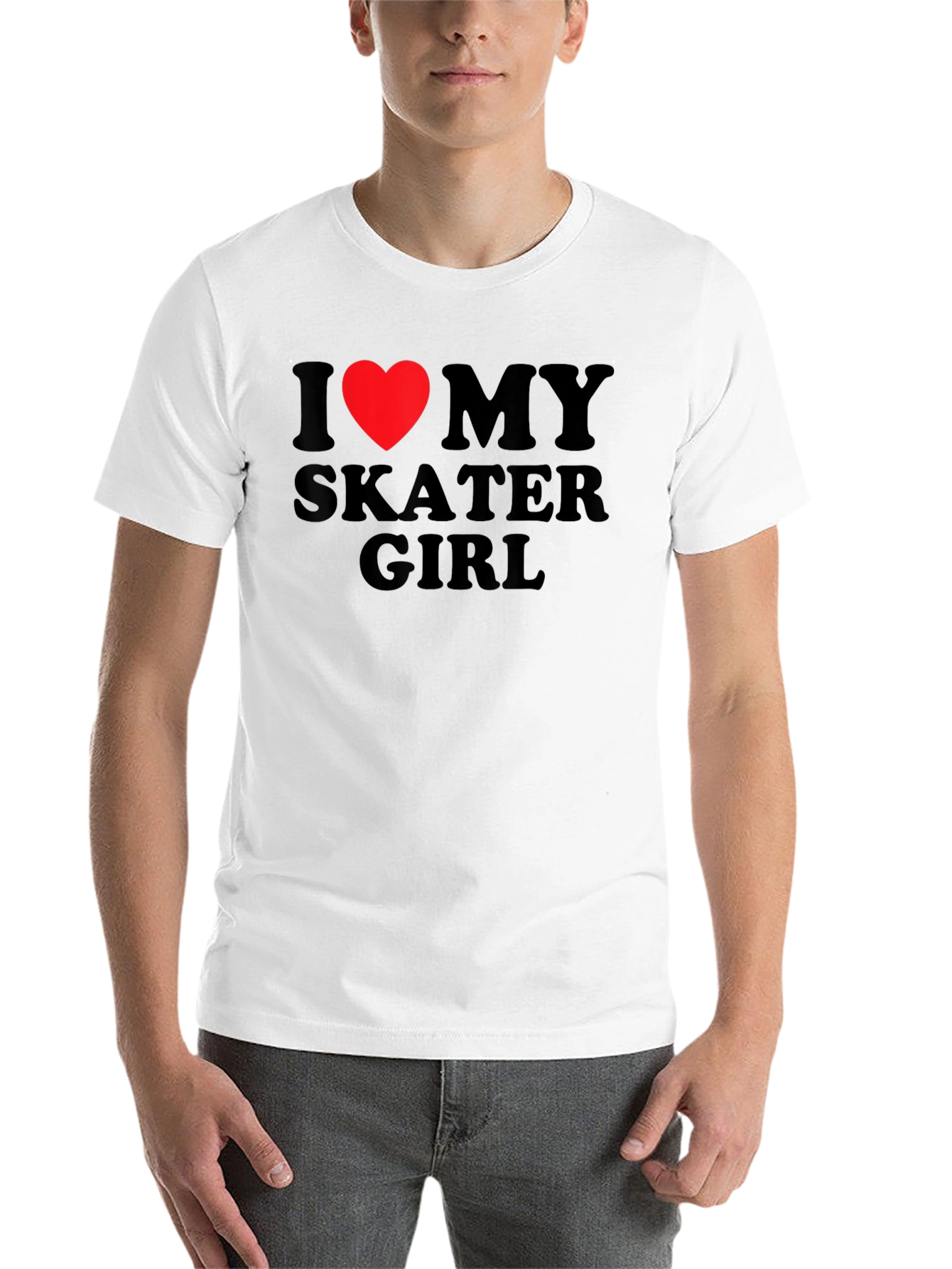 Black I Heart My Skater Girl T-Shirt - Black Cotton Tee view 14