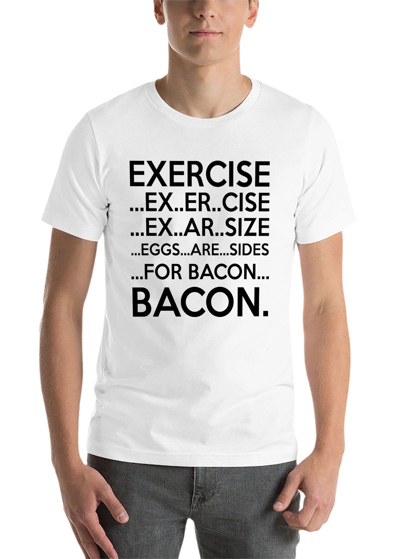 Black Exercise Bacon Funny Graphic T-Shirt view 14