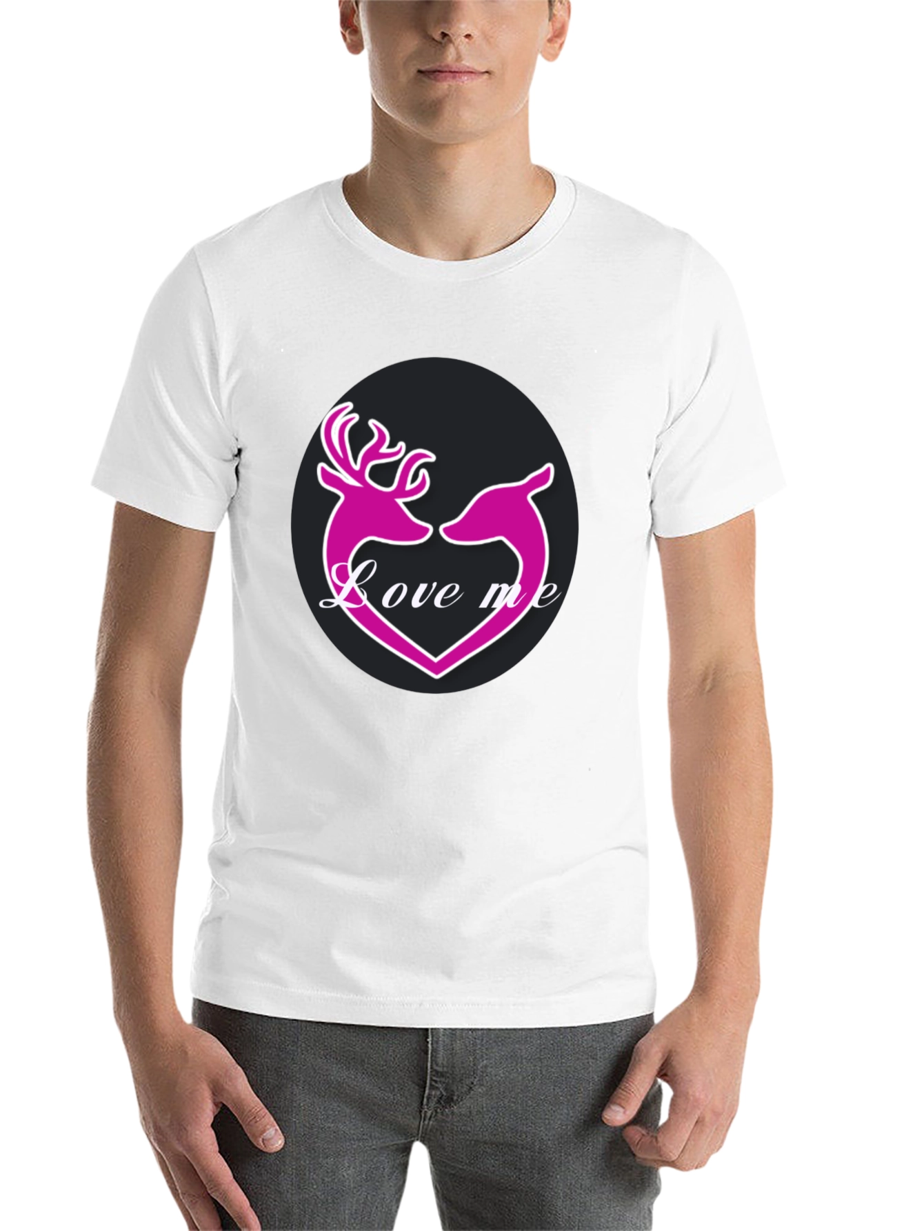Black Love Me Deer Heart Graphic T-Shirt view 14