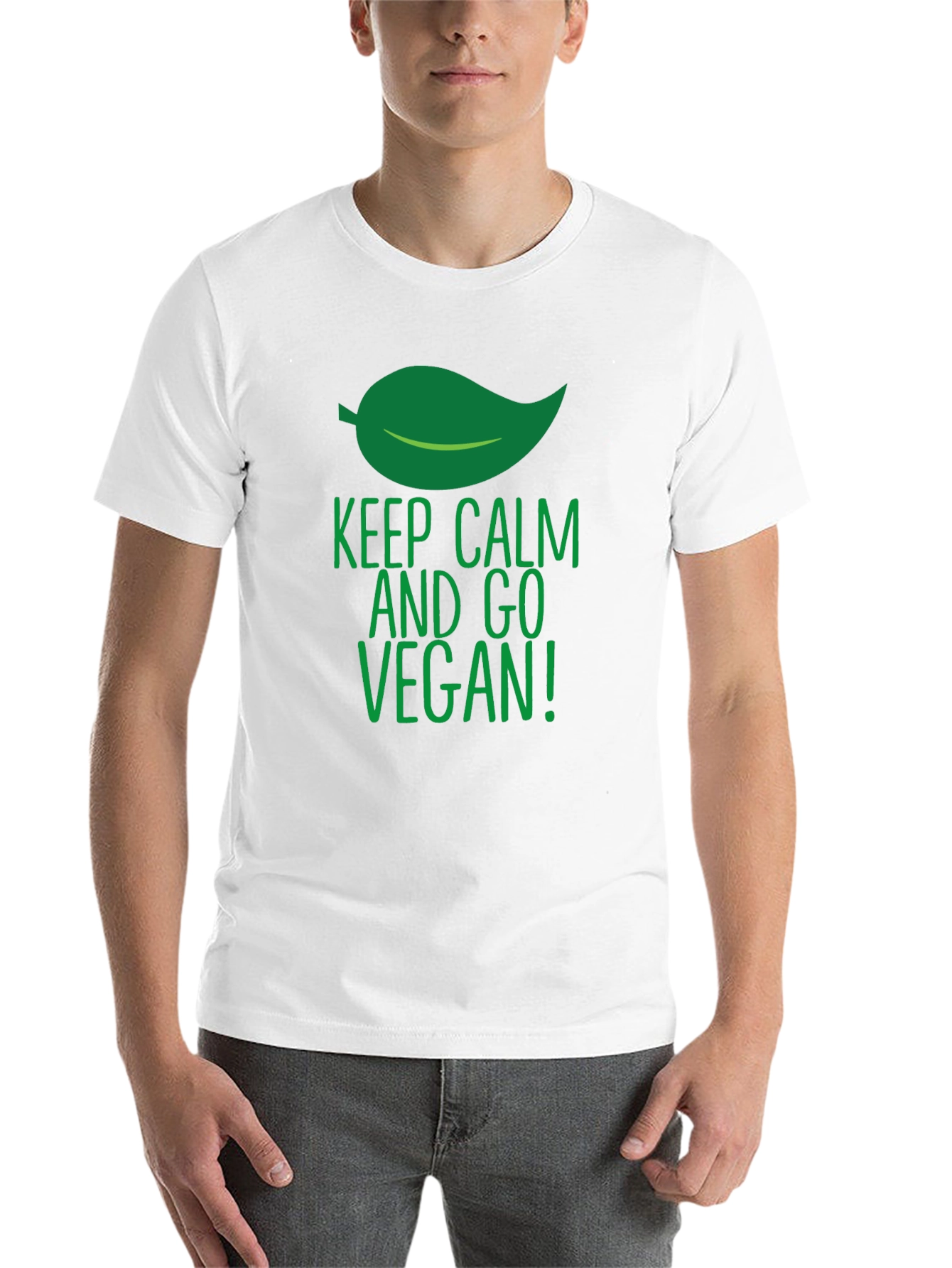 Black Keep Calm and Go Vegan T-Shirt - Black, Short Sleeve view 14