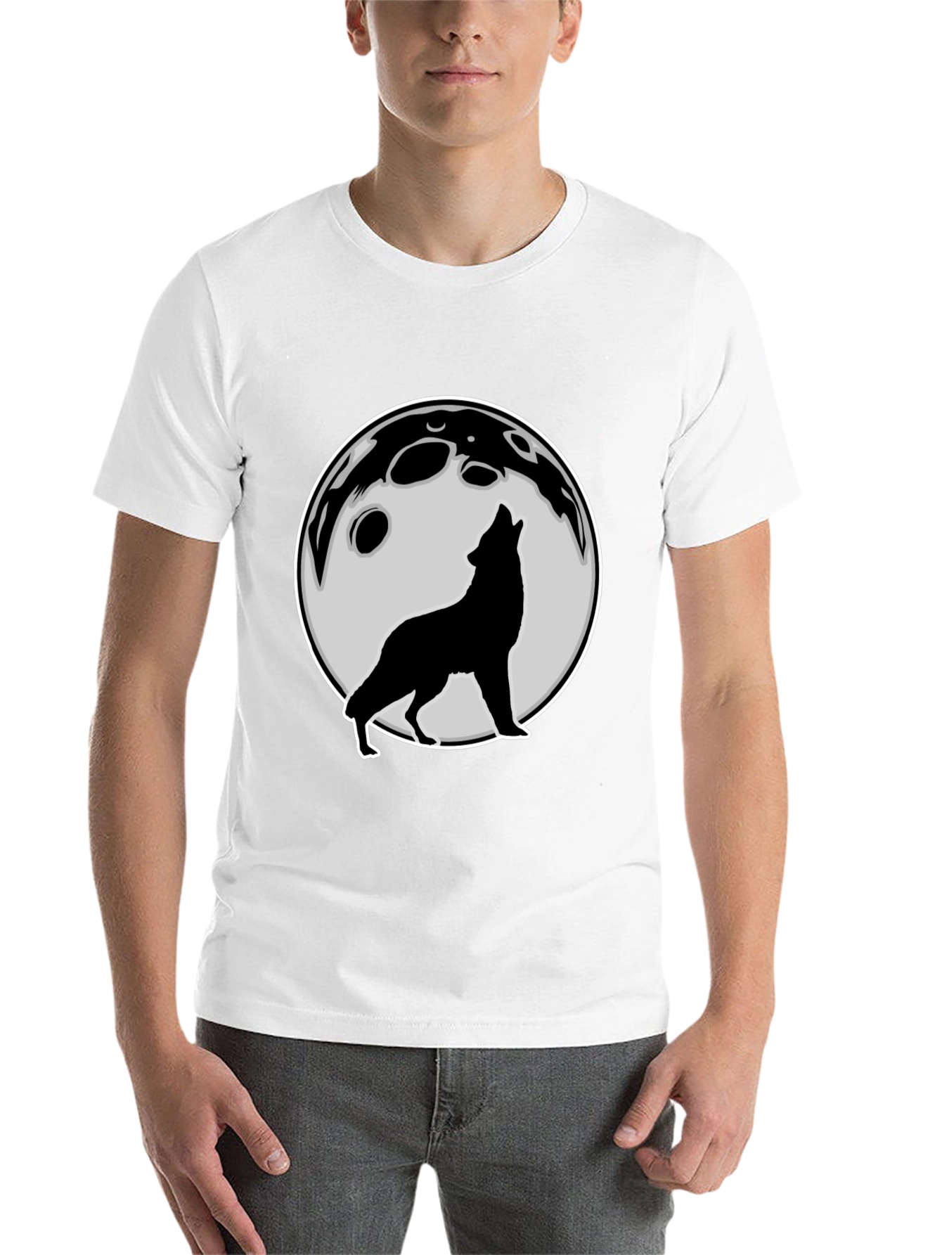 Black Wolf Howling at Moon Graphic Tee - Black view 14