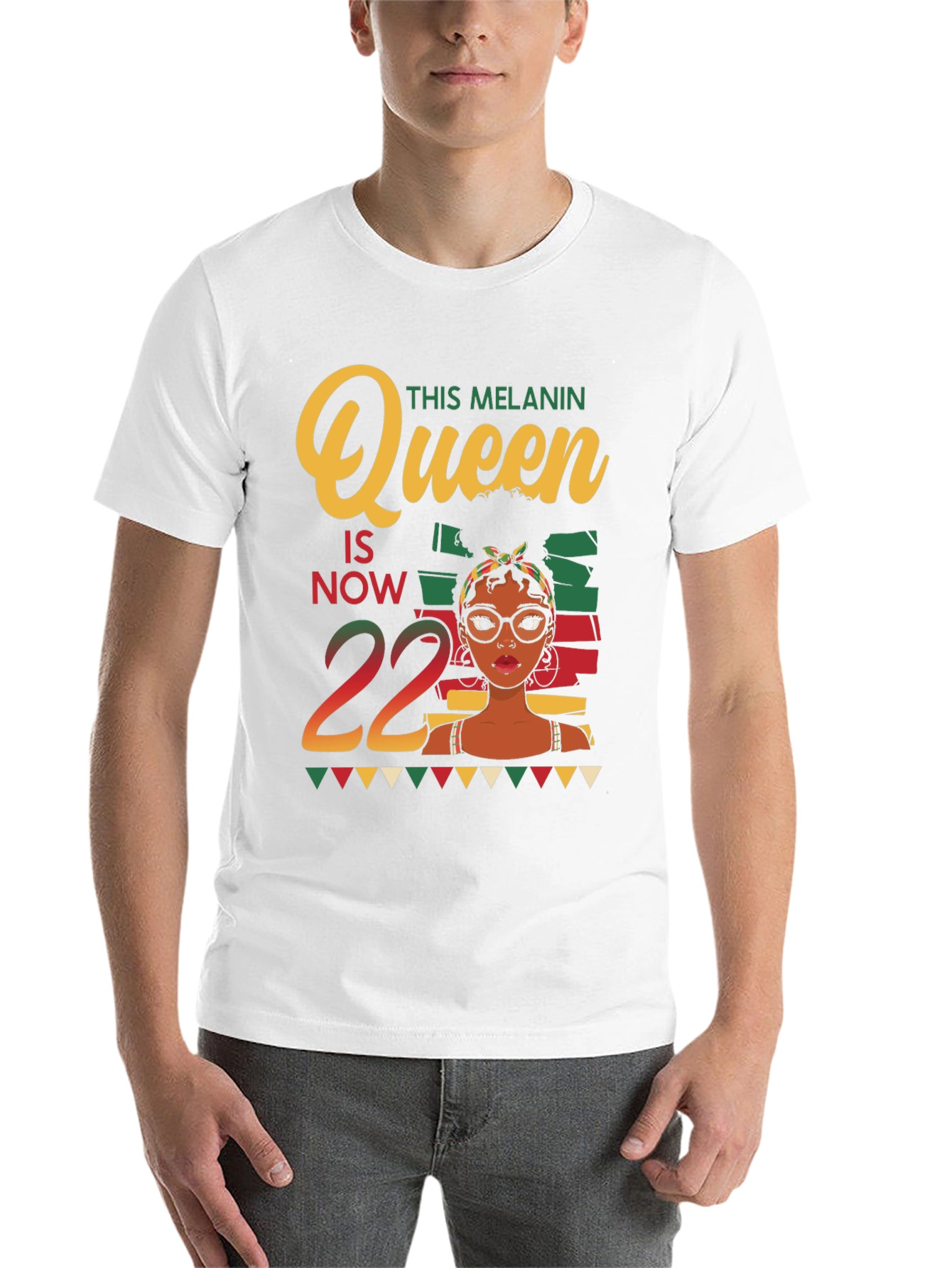 Black Melanin Queen 22nd Birthday Black T-Shirt view 14
