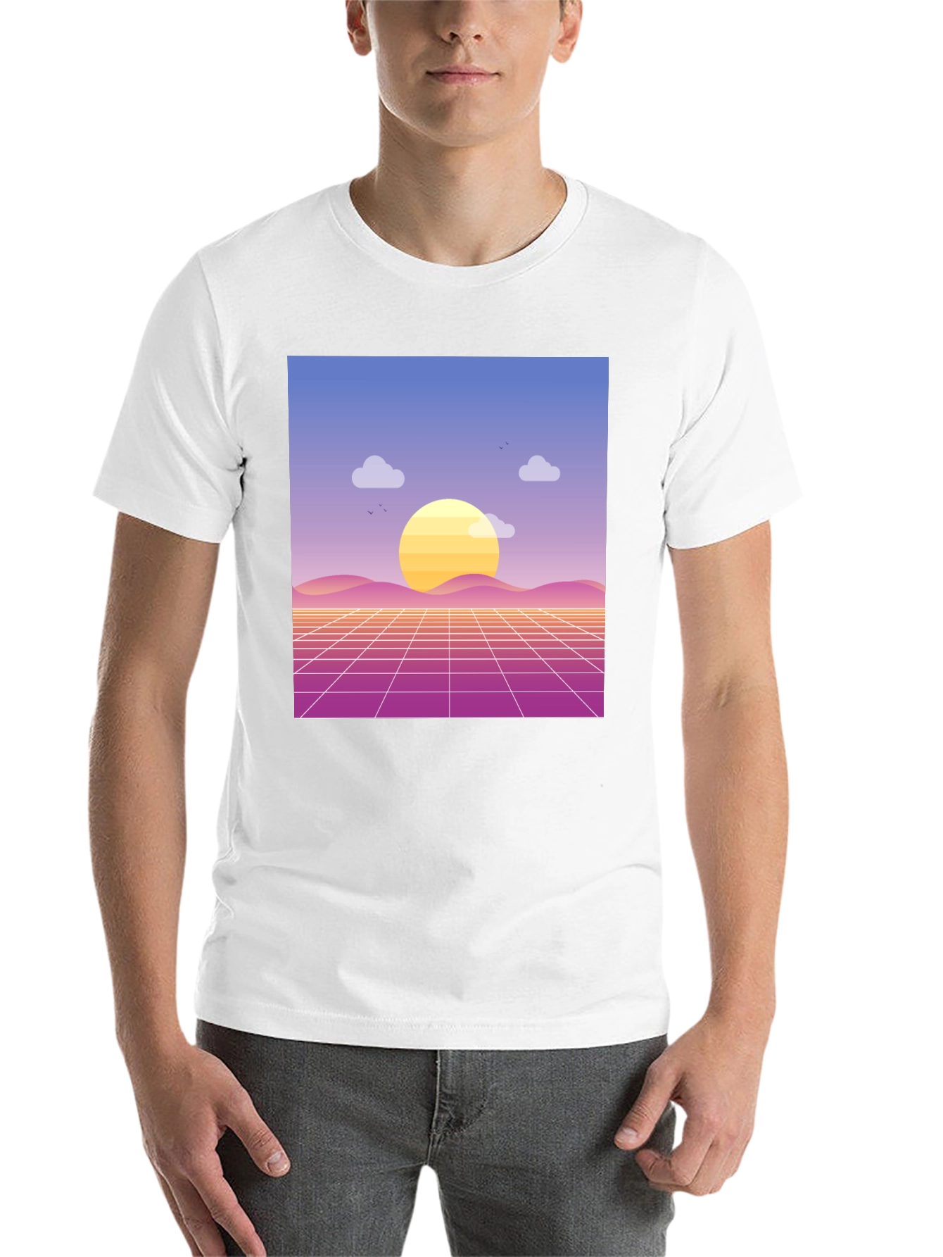 Black Retro Sunset Graphic Tee - Black Cotton Blend view 14