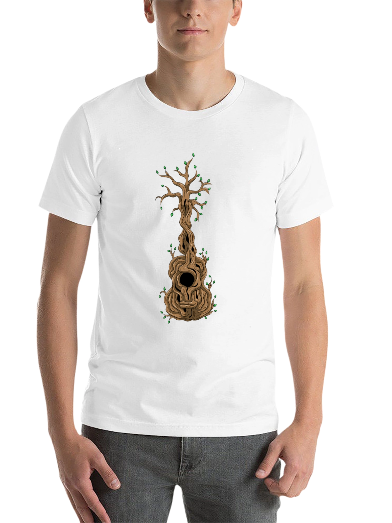 Black Guitar Tree Graphic T-Shirt - Unique Design view 14