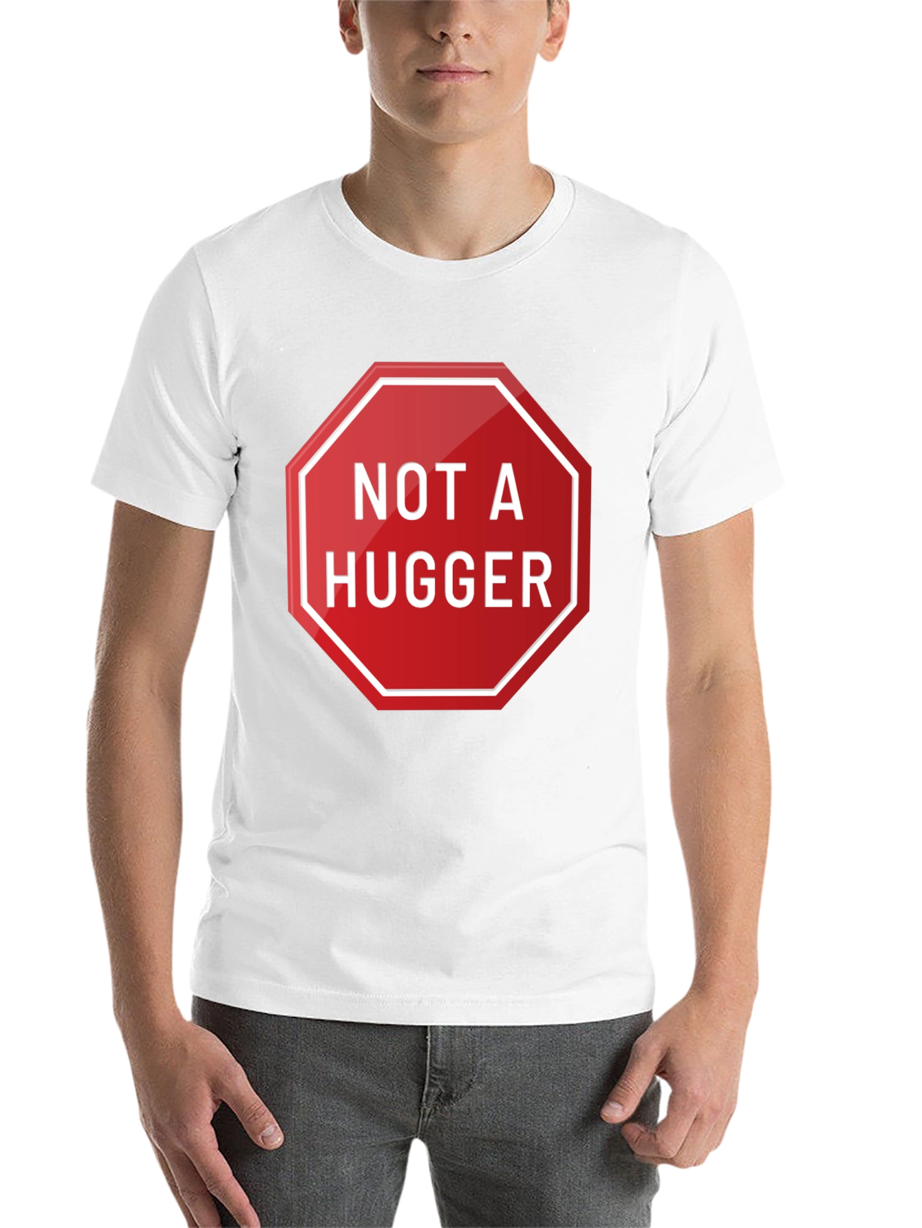 Black Not A Hugger Graphic T-Shirt - Funny Slogan Tee view 14