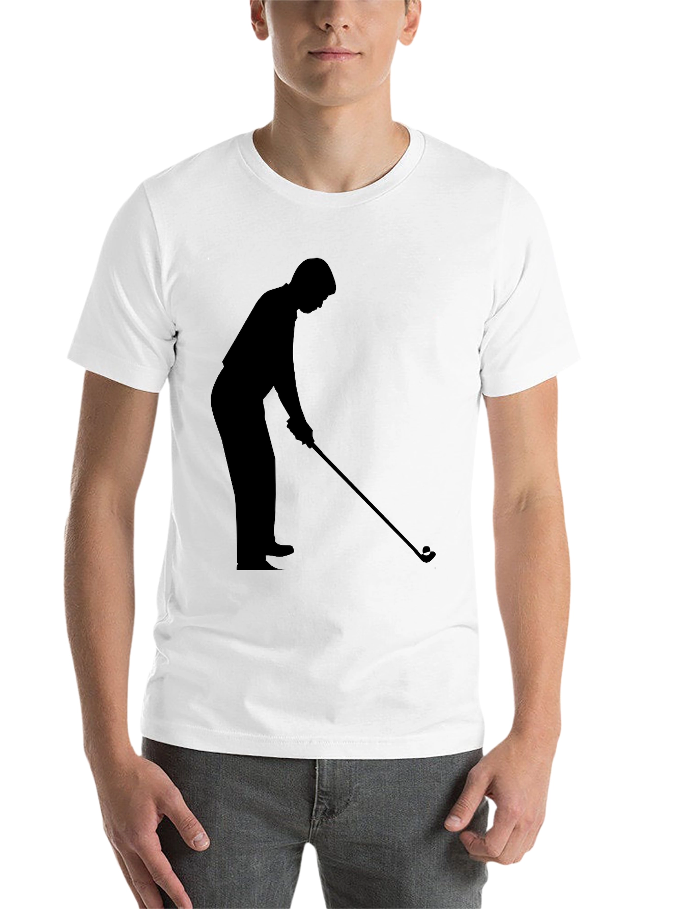 Black Golfer Silhouette Black T-Shirt view 14