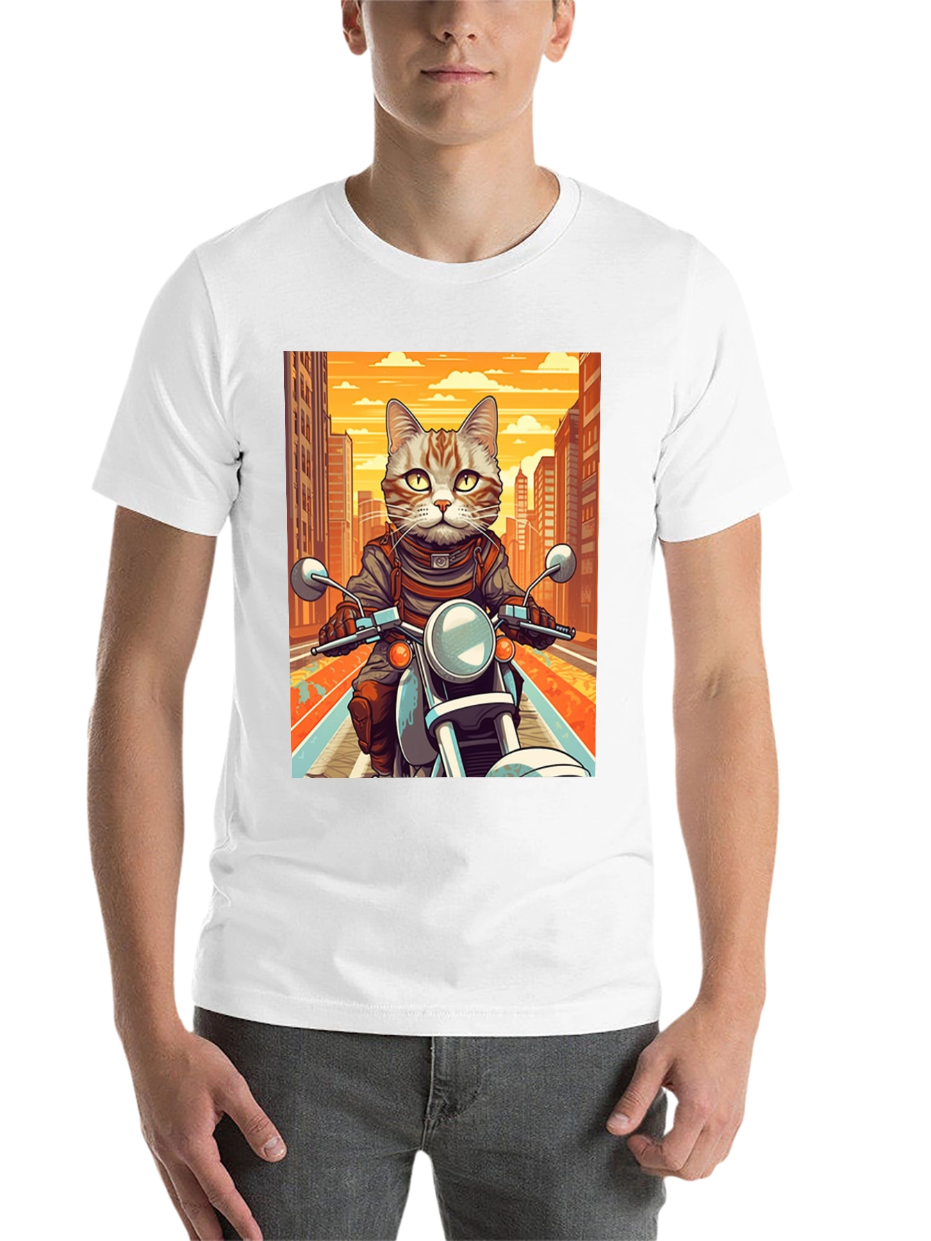 Black Cat on Motorcycle Graphic Tee view 14