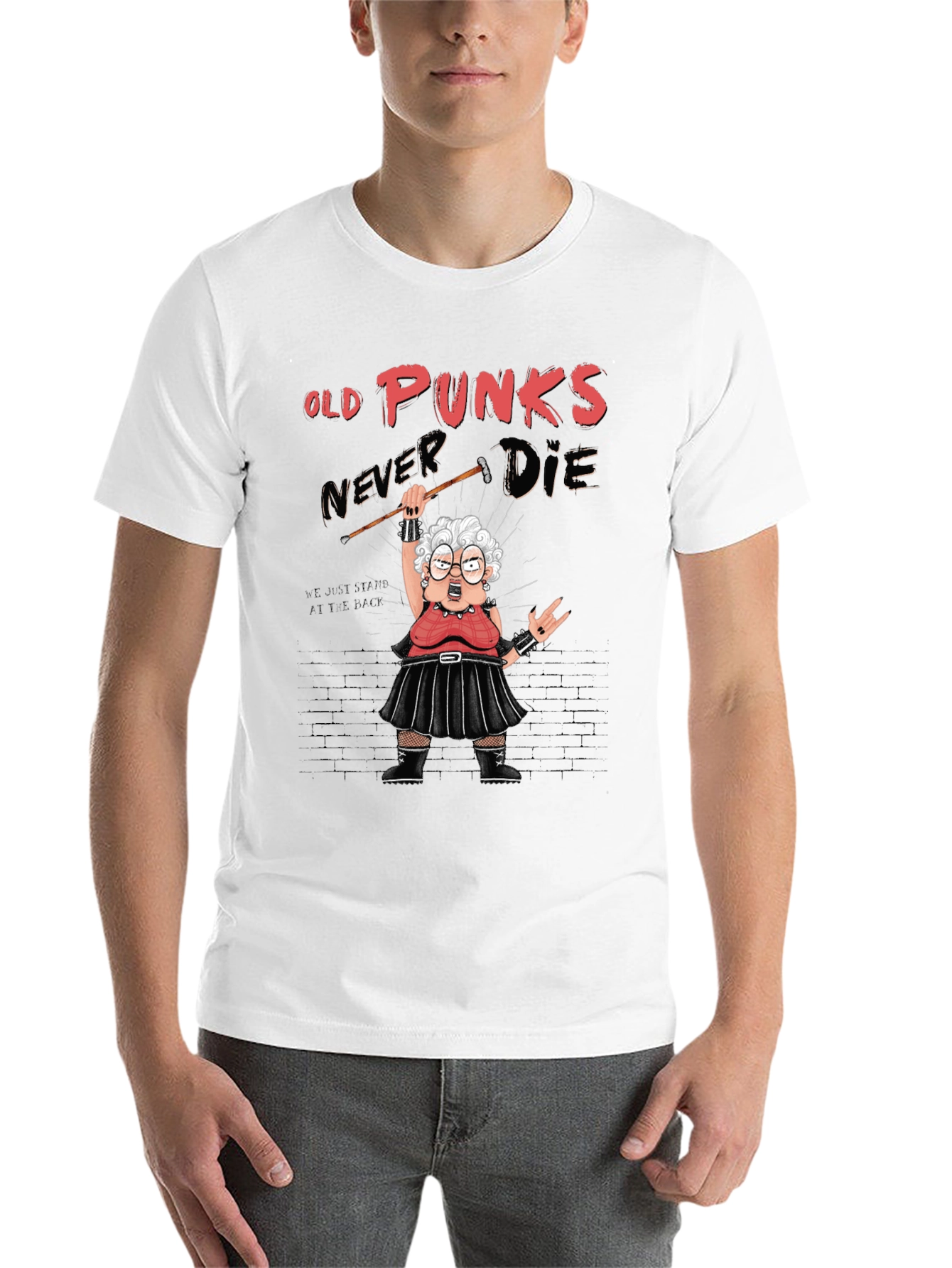 Black Old Punks Never Die Graphic T-Shirt view 14
