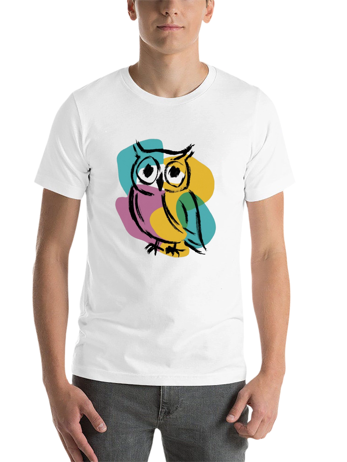 Black Cool Owl Graphic Print T-Shirt - Black view 14