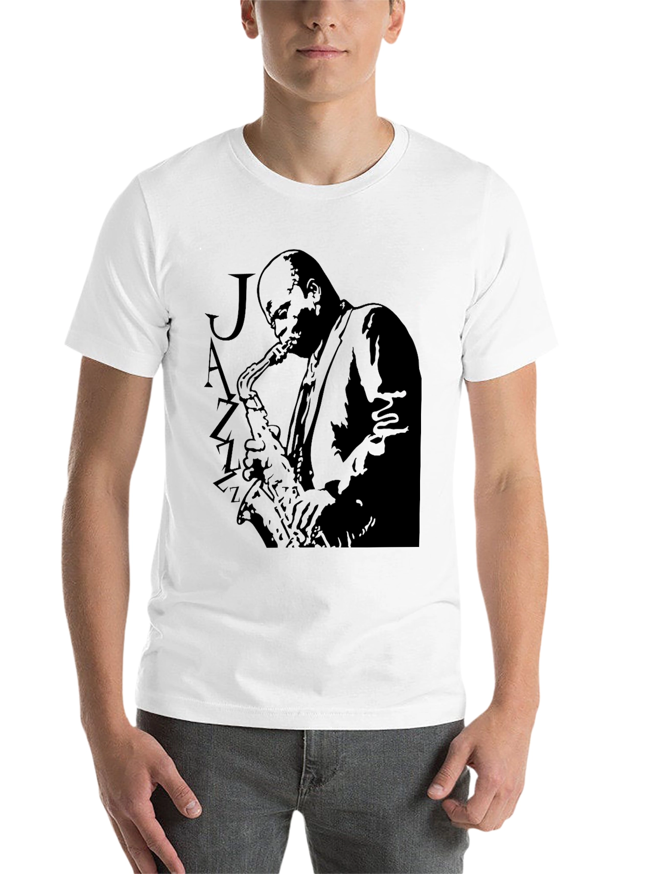 Black Jazz Saxophone Player Graphic T-Shirt view 14